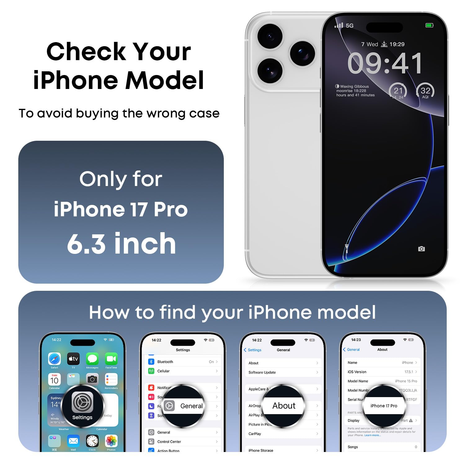 Wallet Case Compatible with iPhone 17 Pro 6.3 Inch 2025, 2-Card Holder Phone Case for iPhone 17 Pro, Shockproof Rubber Cover & PC Protective Bumper