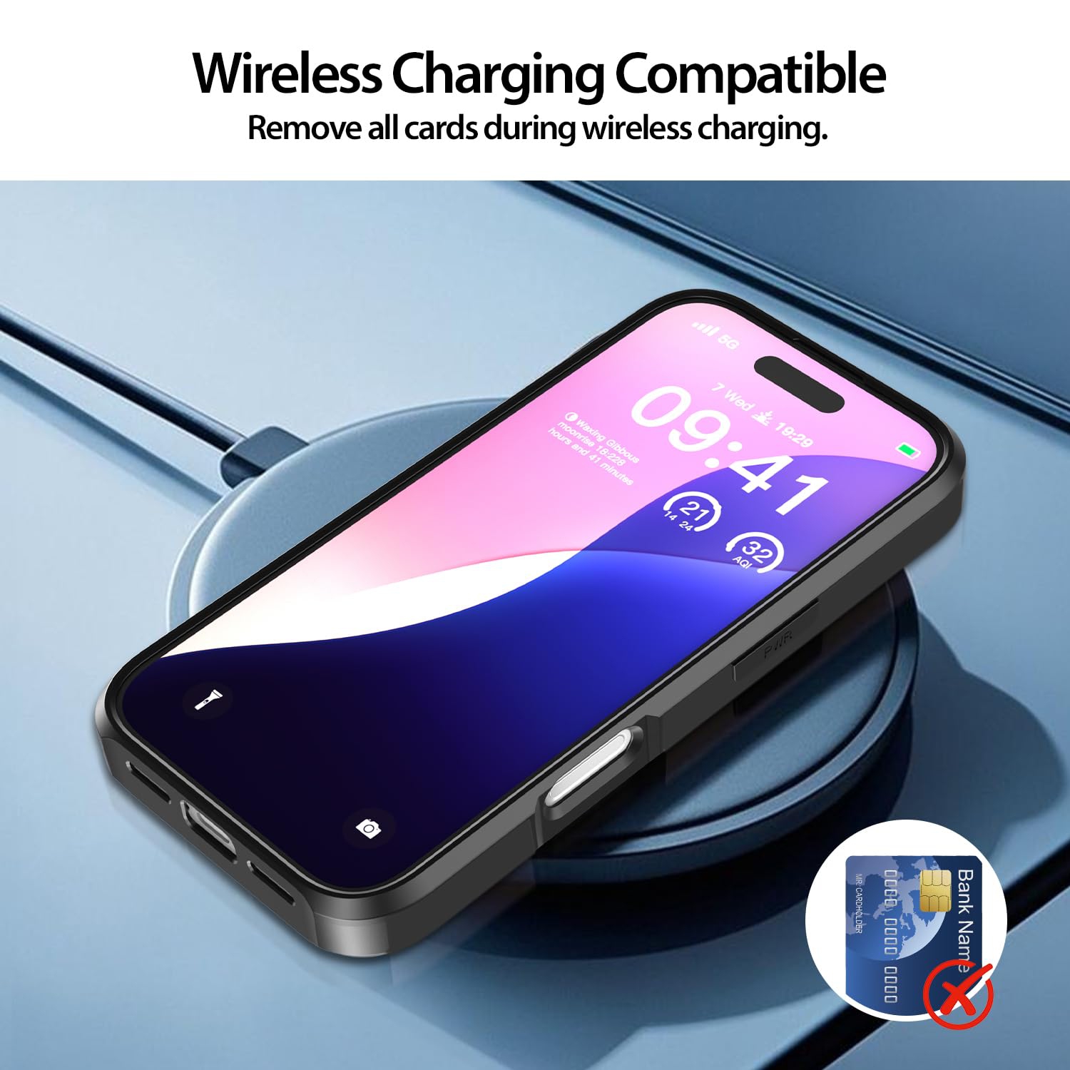 Wallet Case Compatible with iPhone 17 Pro 6.3 Inch 2025, 2-Card Holder Phone Case for iPhone 17 Pro, Shockproof Rubber Cover & PC Protective Bumper