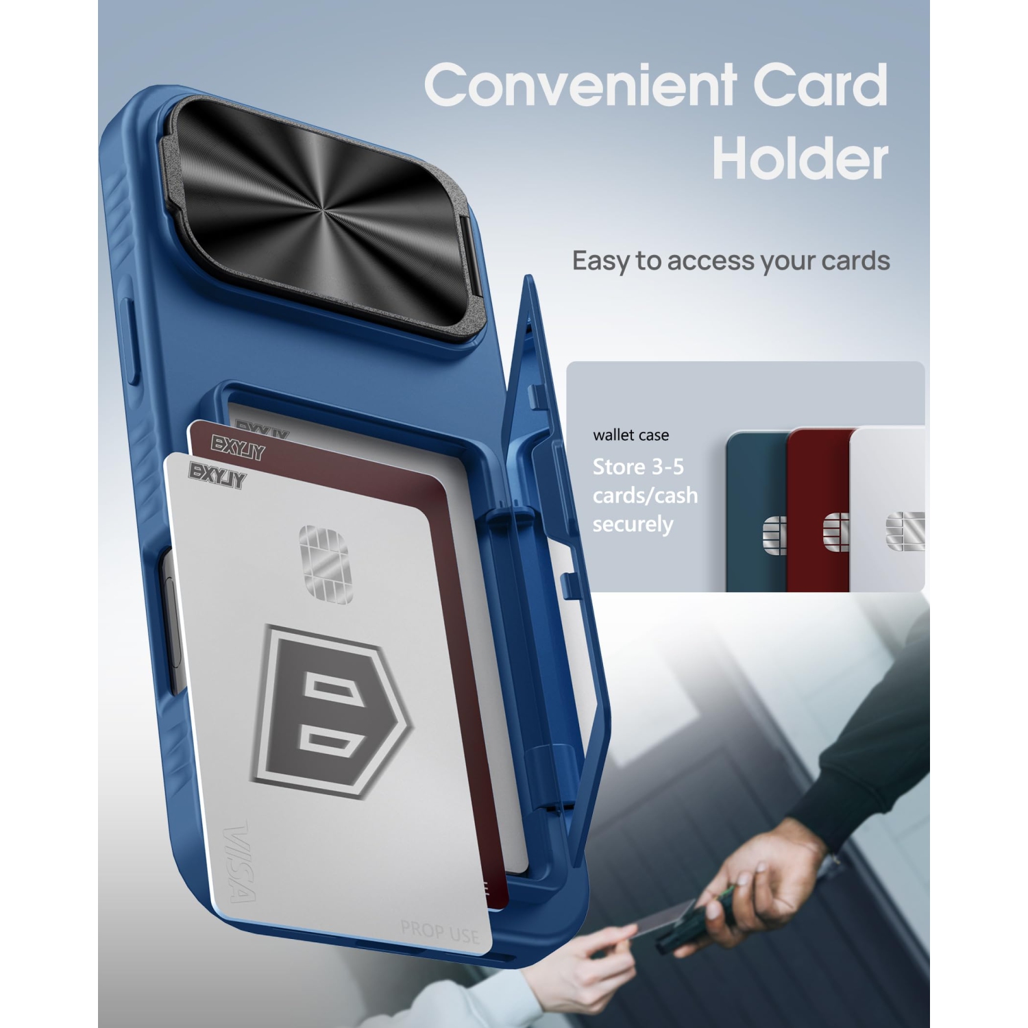 iPhone 17 Pro Case with Card Holder Camera Cover Stand, Military Grade Protection, Shock Proof Heavy Duty Rugged Women Men Wallet Case for iPhone 17