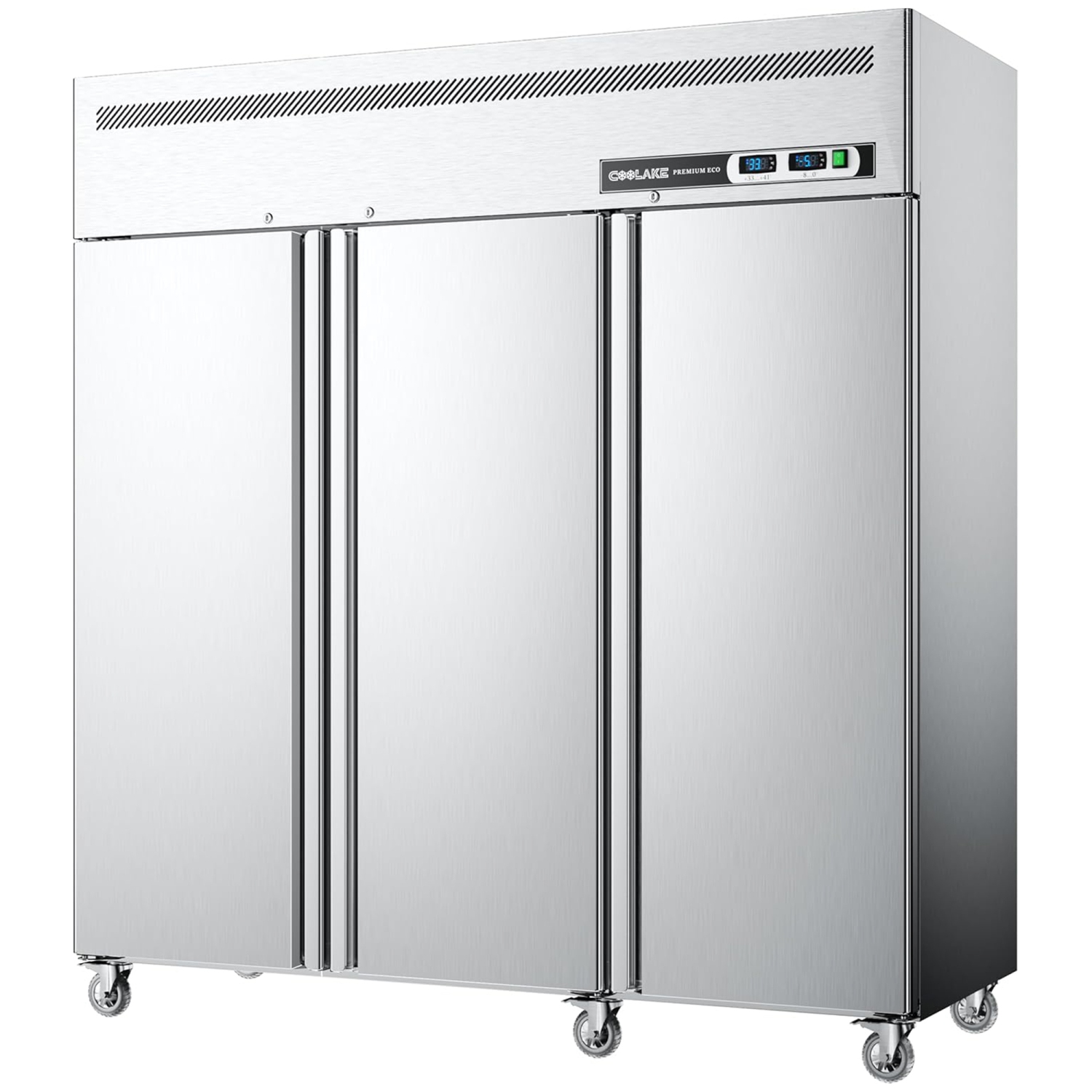 Coolake Commercial Refrigerator and Freezer Combo, 72" W Dual Temperature Zones, 54 Cu.ft 3 Door