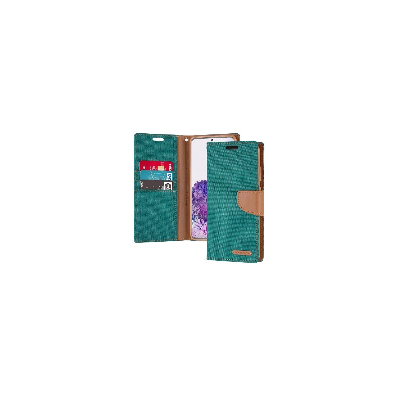 TopSave Goospery CANVAS Card Holder Fabric Folio Wallet Flip Case For iPhone Air 6.5-Inch, Green