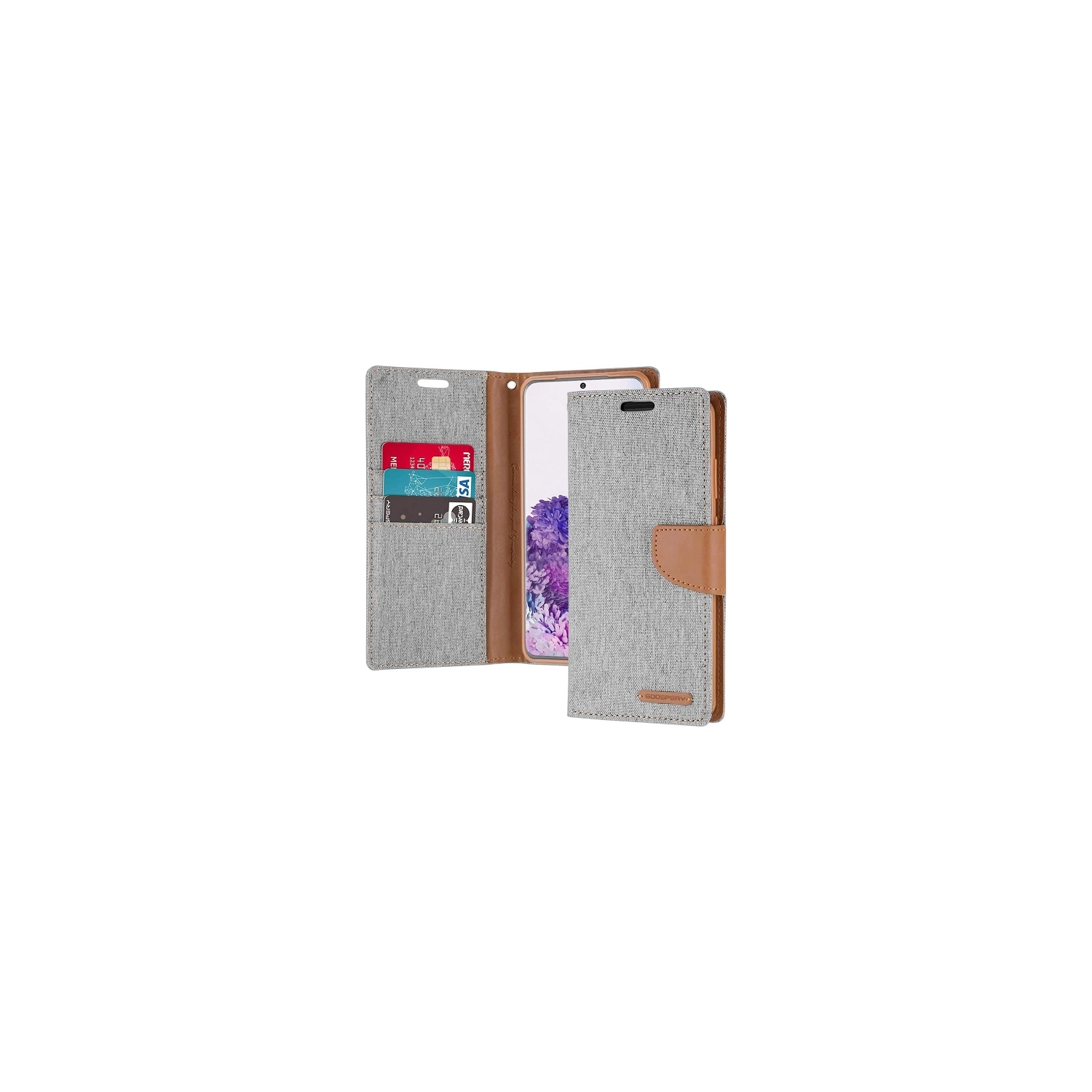 TopSave Goospery CANVAS Card Holder Fabric Folio Wallet Flip Case For iPhone Air 6.5-Inch, Gray