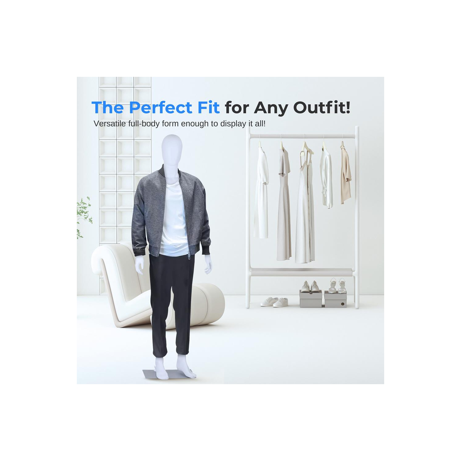 Adjustable Male Mannequin Full Body - 73" Detachable Male Dress Form Full Body Mannequin Poseable Life Size Mannequin Torso - Great for Retail Shops