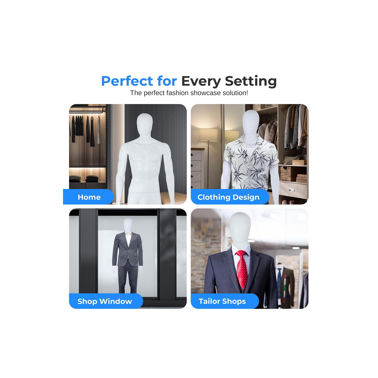 Adjustable Male Mannequin Full Body - 73" Detachable Male Dress Form Full Body Mannequin Poseable Life Size Mannequin Torso - Great for Retail Shops