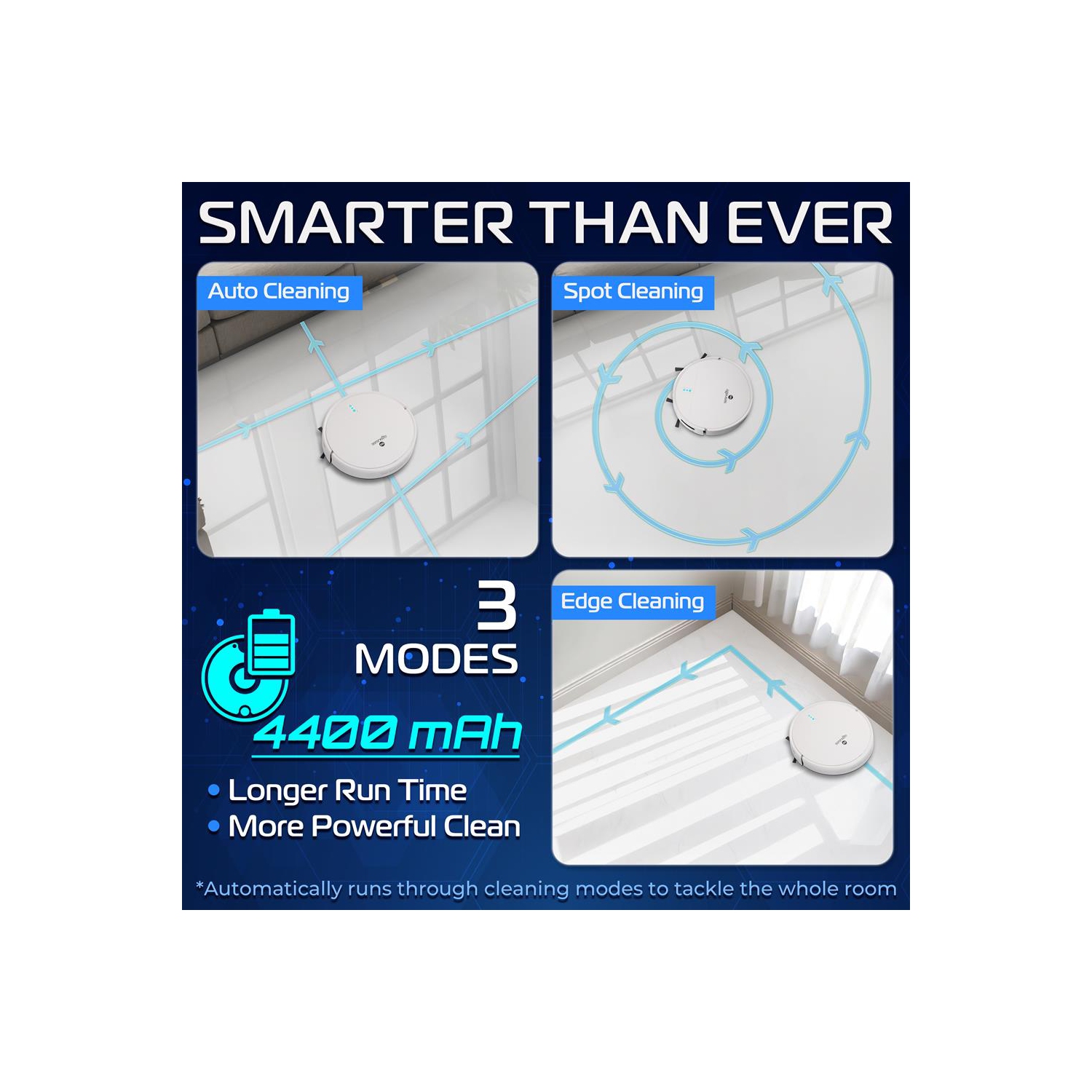 SereneLife Smart Robot Vacuum and Mop Combo, App Control, 3 Cleaning Modes, Anti-Fall Sensors, Self-Charging, Ideal for Pet Hair, Tile, Wood, Carpet,