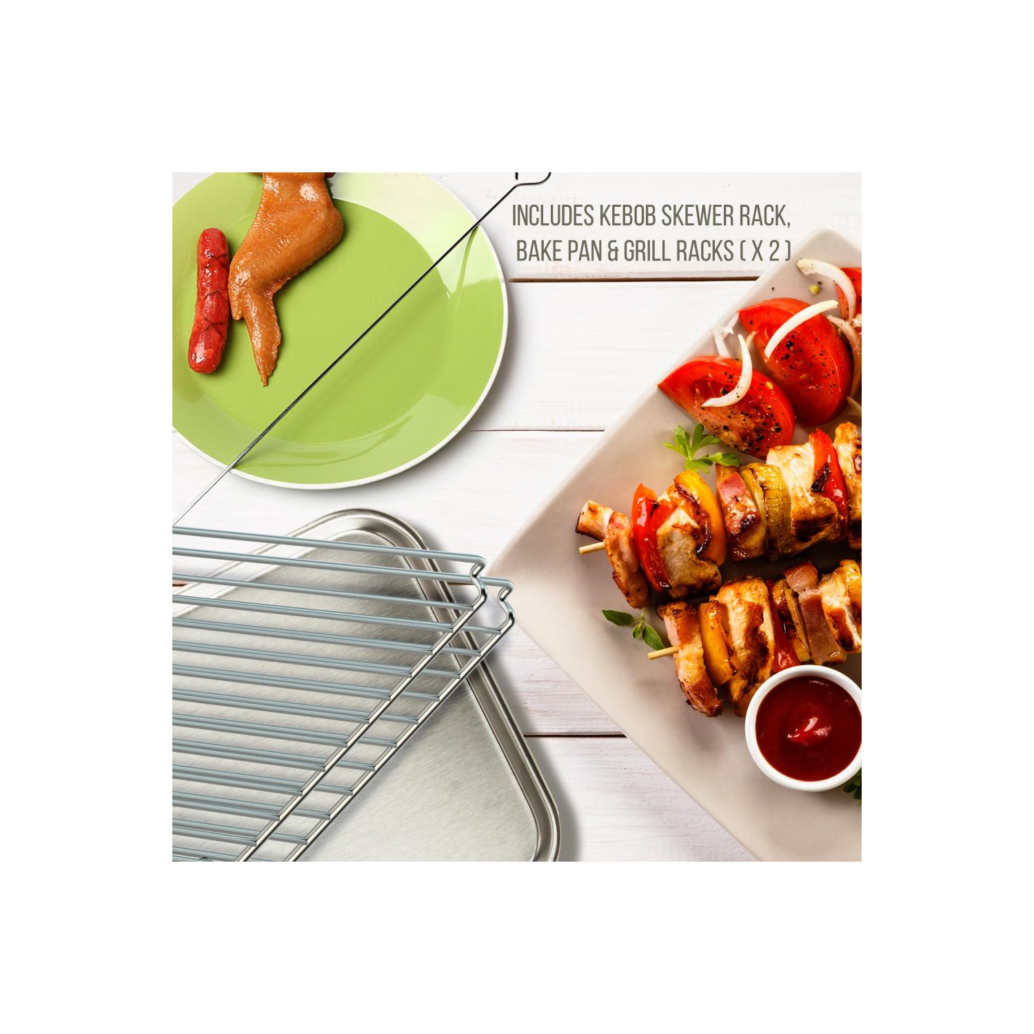 NutriChef Multi-Function Rotisserie Countertop Oven | 24 Quart Vertical Glass Door Convection Oven, for Rotisserie Roasting & Broiling | Timer &