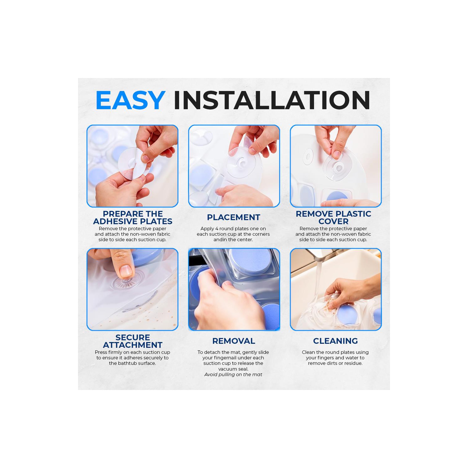 Waterproof Tub Massaging Bubble Mat - Full Body Bubbling Bath Thermal Massager Machine, Electric Bathtub Massage Spa w/Heat, Non-Slip, Aroma Clip for