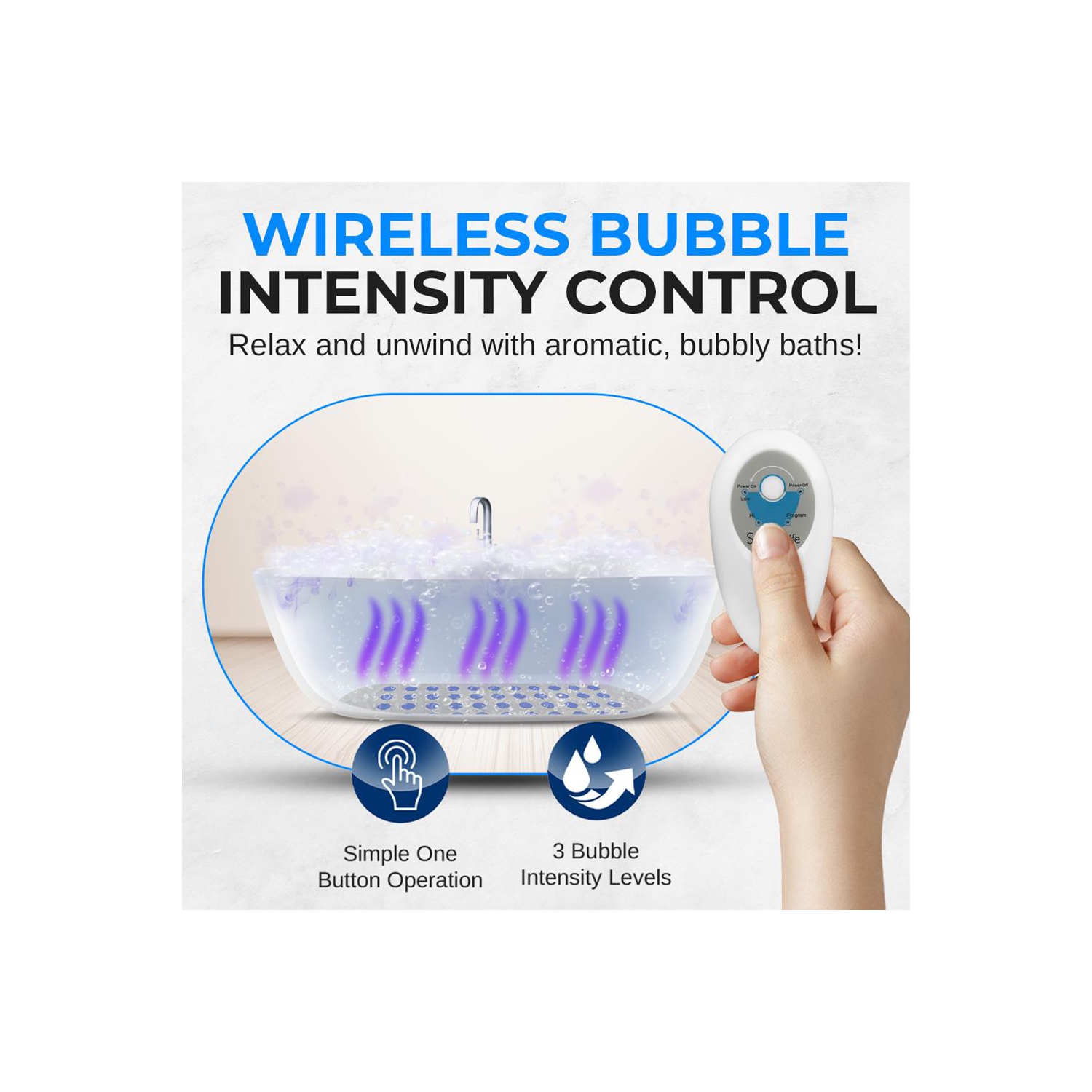 Waterproof Tub Massaging Bubble Mat - Full Body Bubbling Bath Thermal Massager Machine, Electric Bathtub Massage Spa w/Heat, Non-Slip, Aroma Clip for