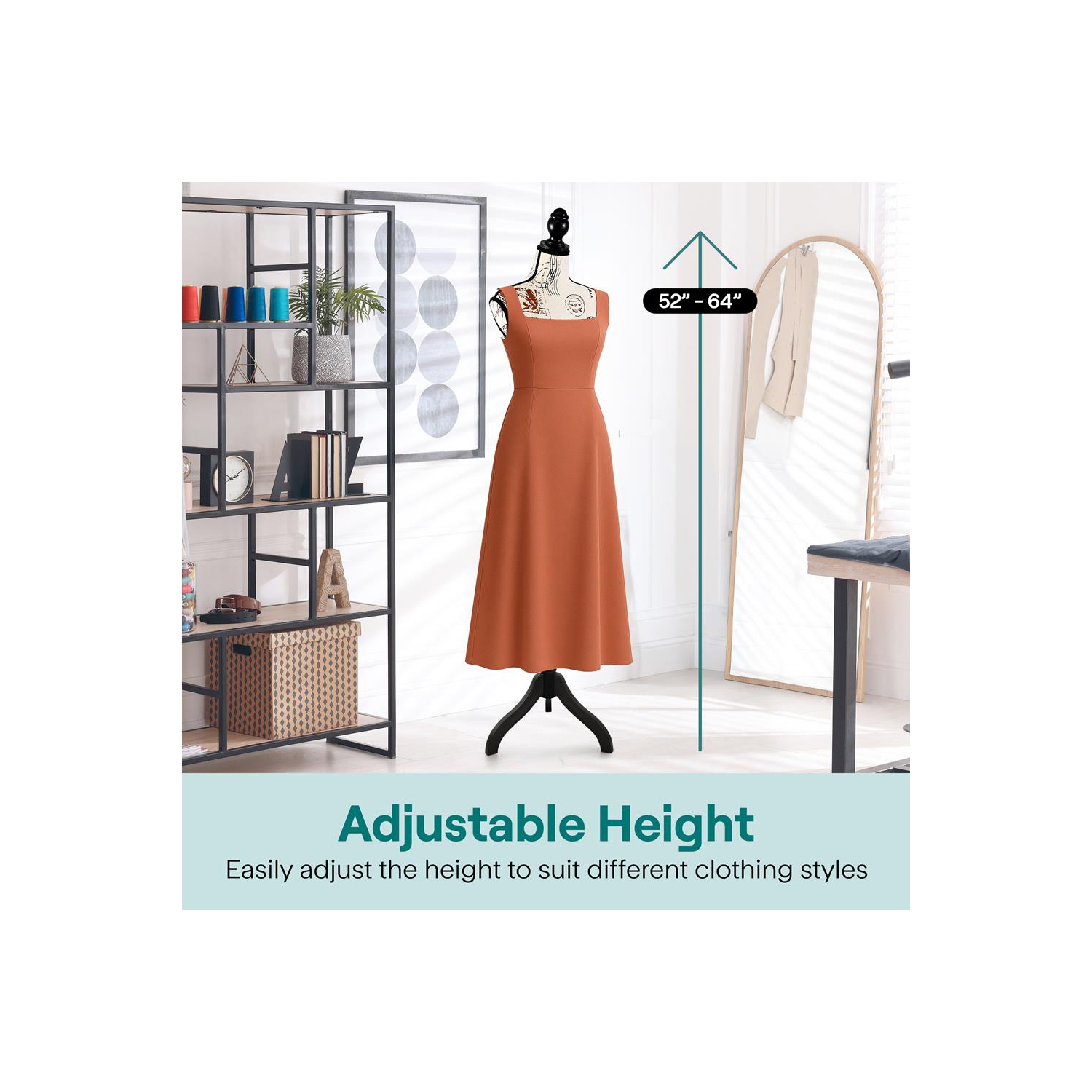 SereneLife Female Mannequin Torso Dress Form, 64" Adjustable Body Stand for Displaying Clothes, Sewing, and Tailoring, Detachable Full Body