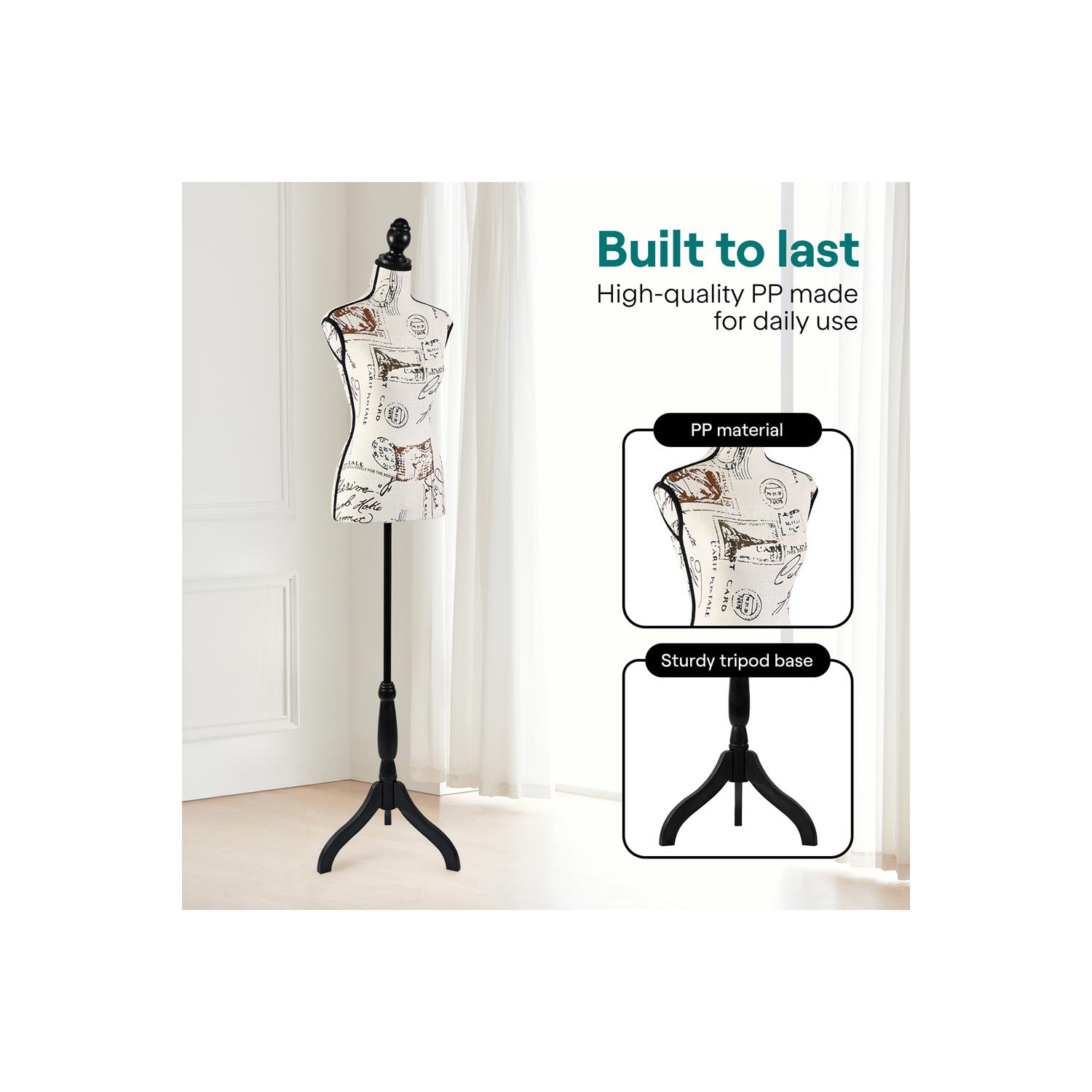 SereneLife Female Mannequin Torso Dress Form, 64" Adjustable Body Stand for Displaying Clothes, Sewing, and Tailoring, Detachable Full Body