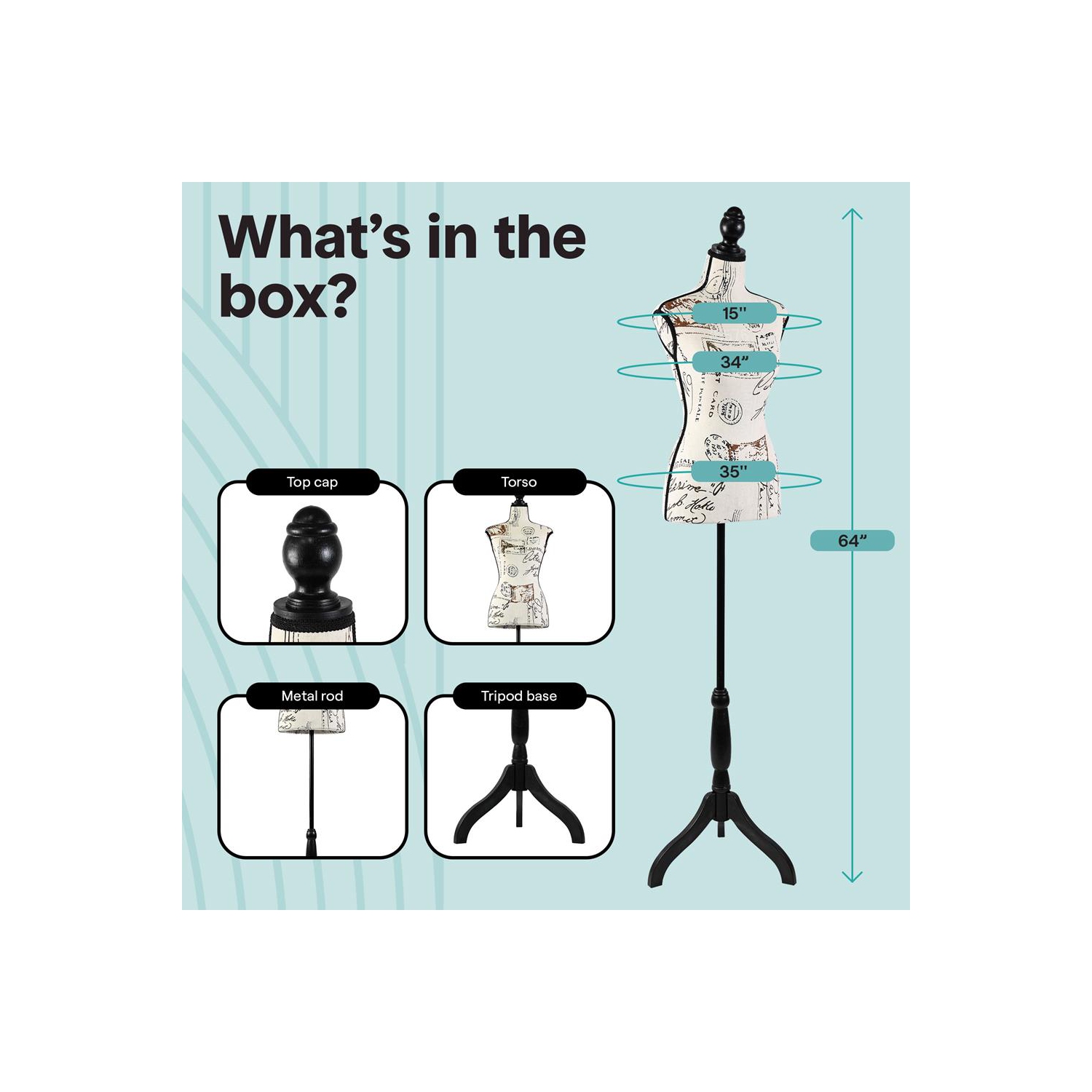 SereneLife Female Mannequin Torso Dress Form, 64" Adjustable Body Stand for Displaying Clothes, Sewing, and Tailoring, Detachable Full Body