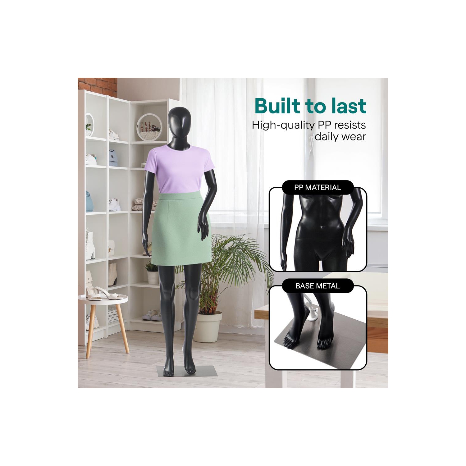 Mannequin féminin SereneLife – Robe grandeur nature de 68,9&nbsp;po avec visage réaliste, tête rotative, membres flexibles, corps amovible et base en