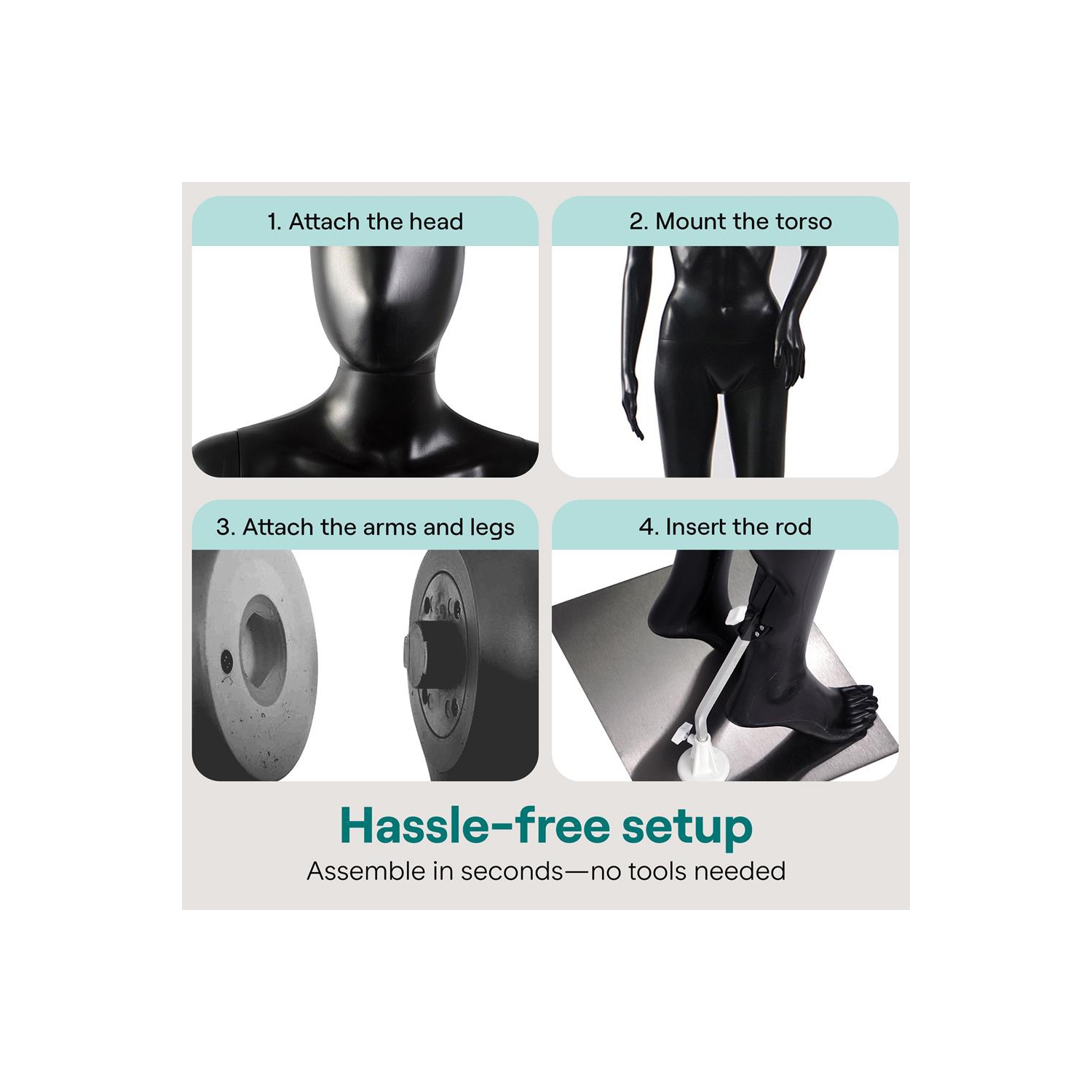 Mannequin féminin SereneLife – Robe grandeur nature de 68,9&nbsp;po avec visage réaliste, tête rotative, membres flexibles, corps amovible et base en