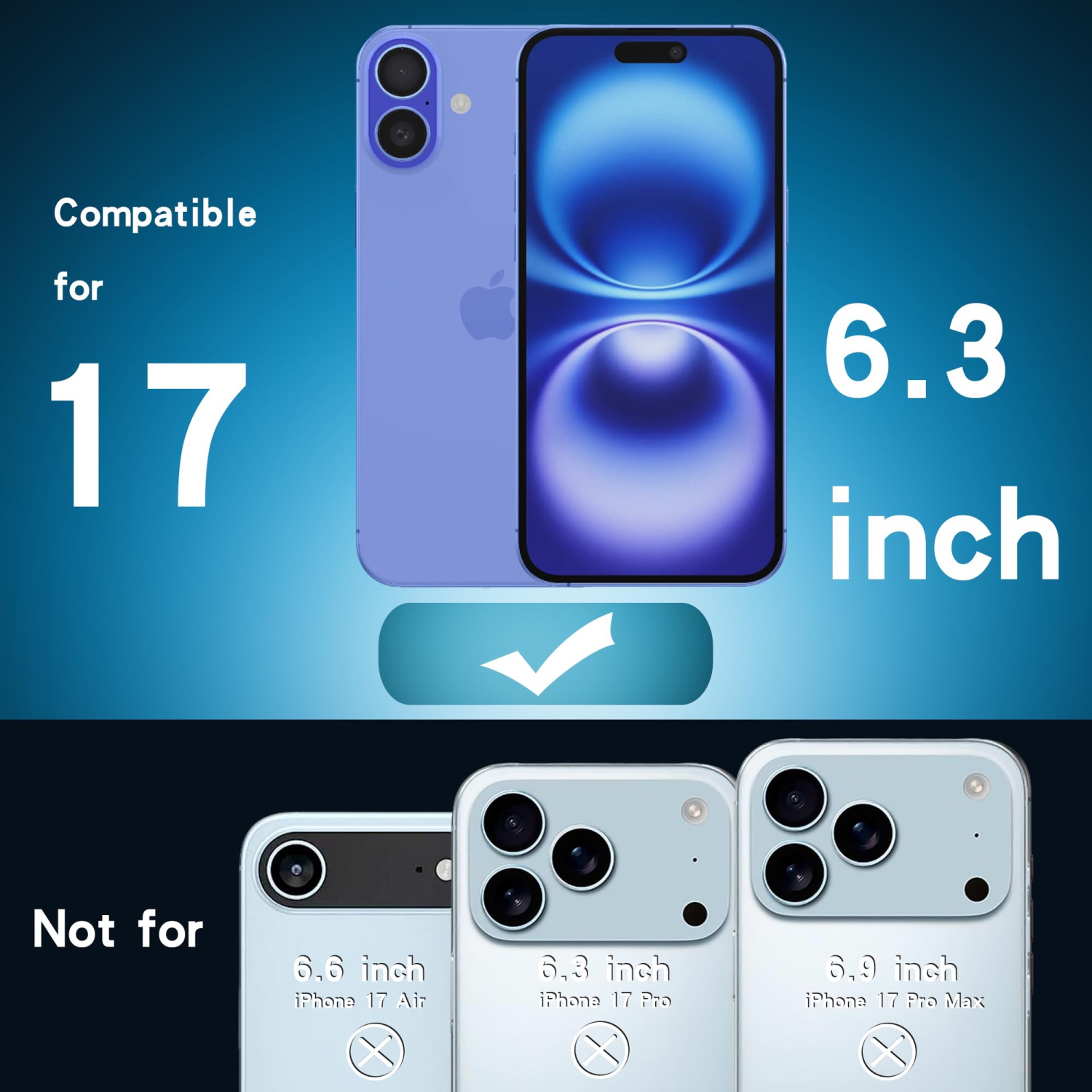 Paquet de 3 protecteurs d'écran pour iPhone 17, protection incassable de qualité militaire de 6,3&nbsp;po, protecteur d'écran en verre trempé avec