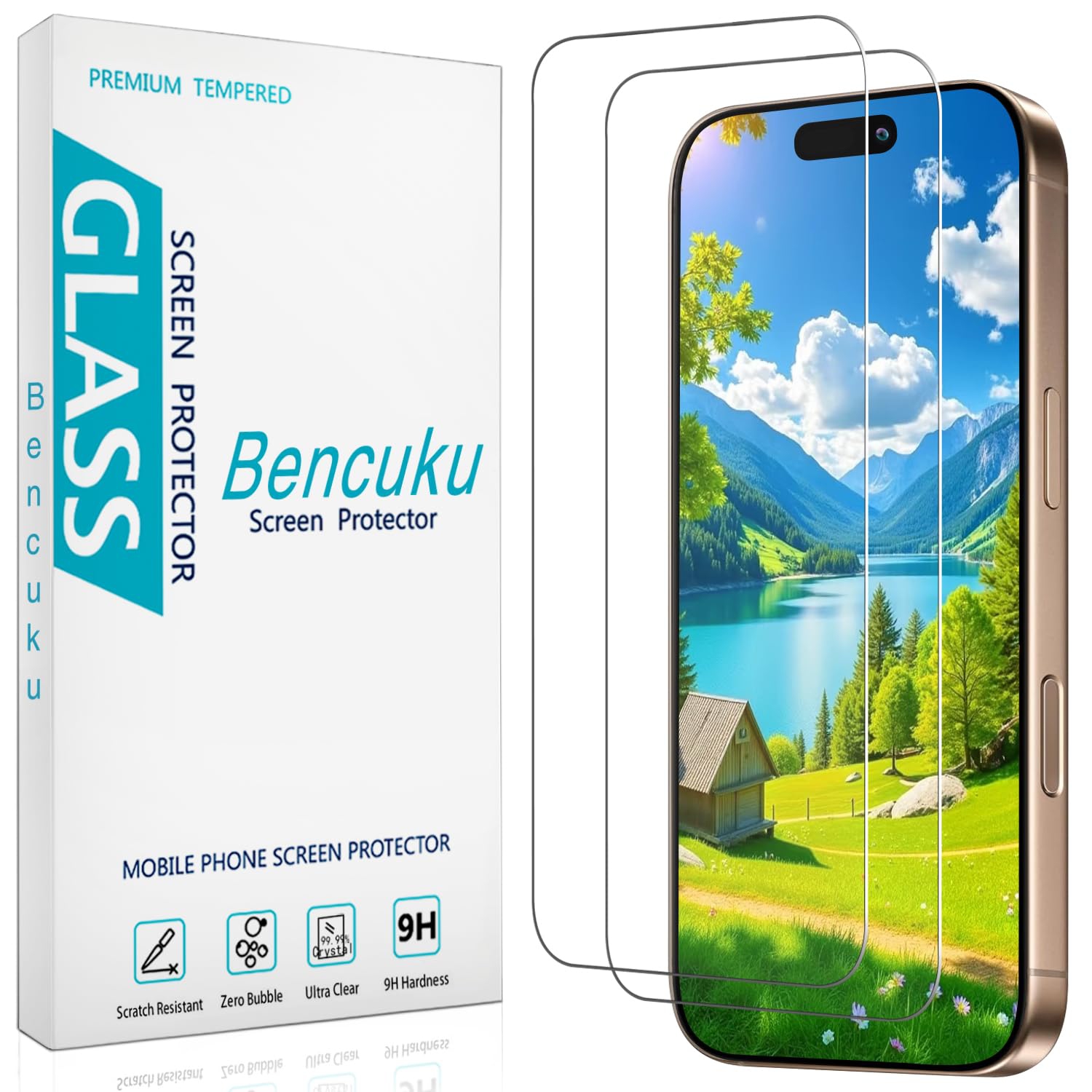 2 Pack Screen Protector for iPhone 17 Tempered Glass, Anti Scratch, Bubble Free