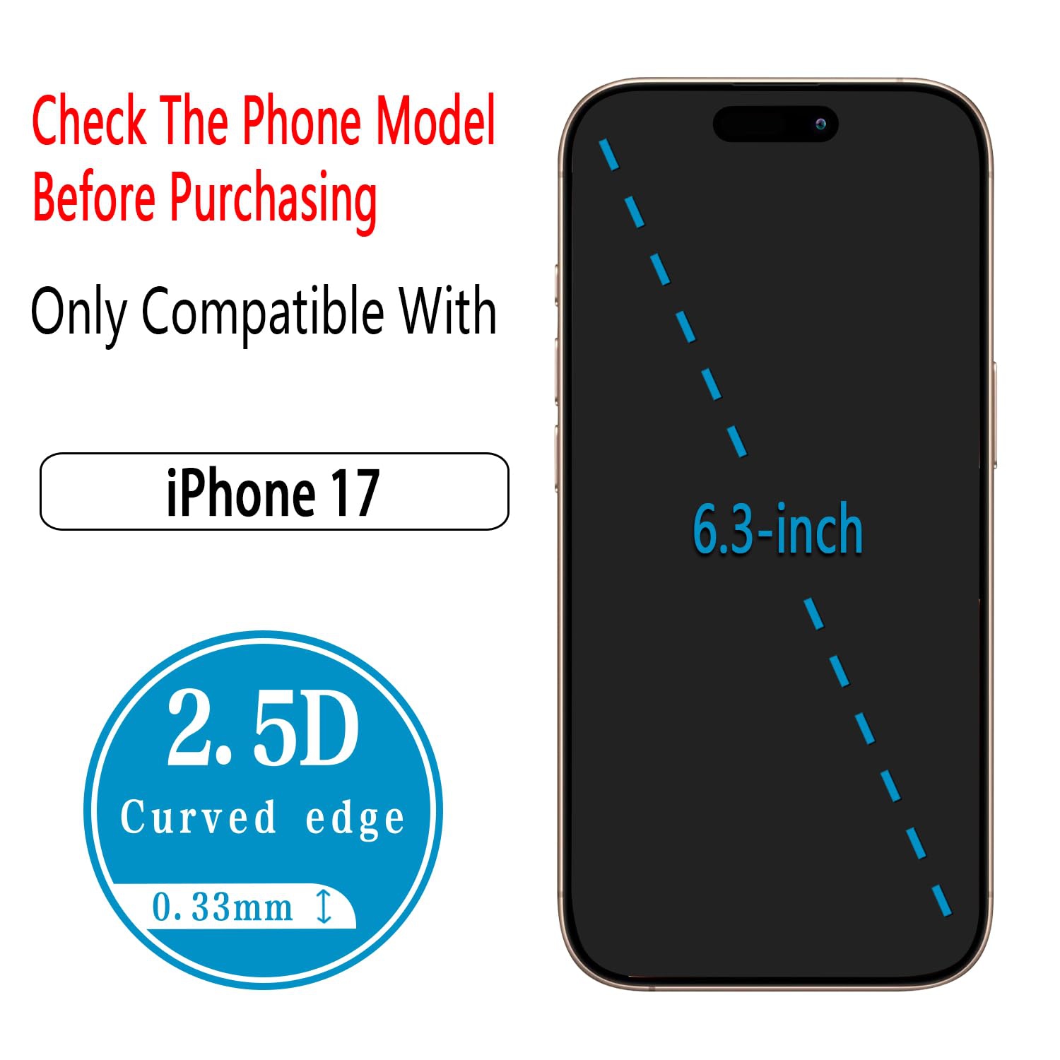 2 Pack Screen Protector for iPhone 17 Tempered Glass, Anti Scratch, Bubble Free