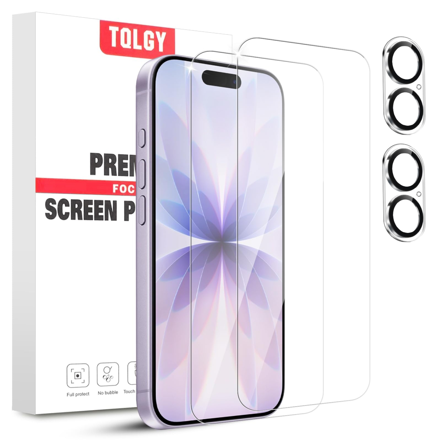 2 Pack Screen Protector for iPhone 17 6.3-Inch with 2 Pack Camera Lens Protector, 9H Hardness Tempered Glass Film, HD Clear, Anti-Scratch, Case