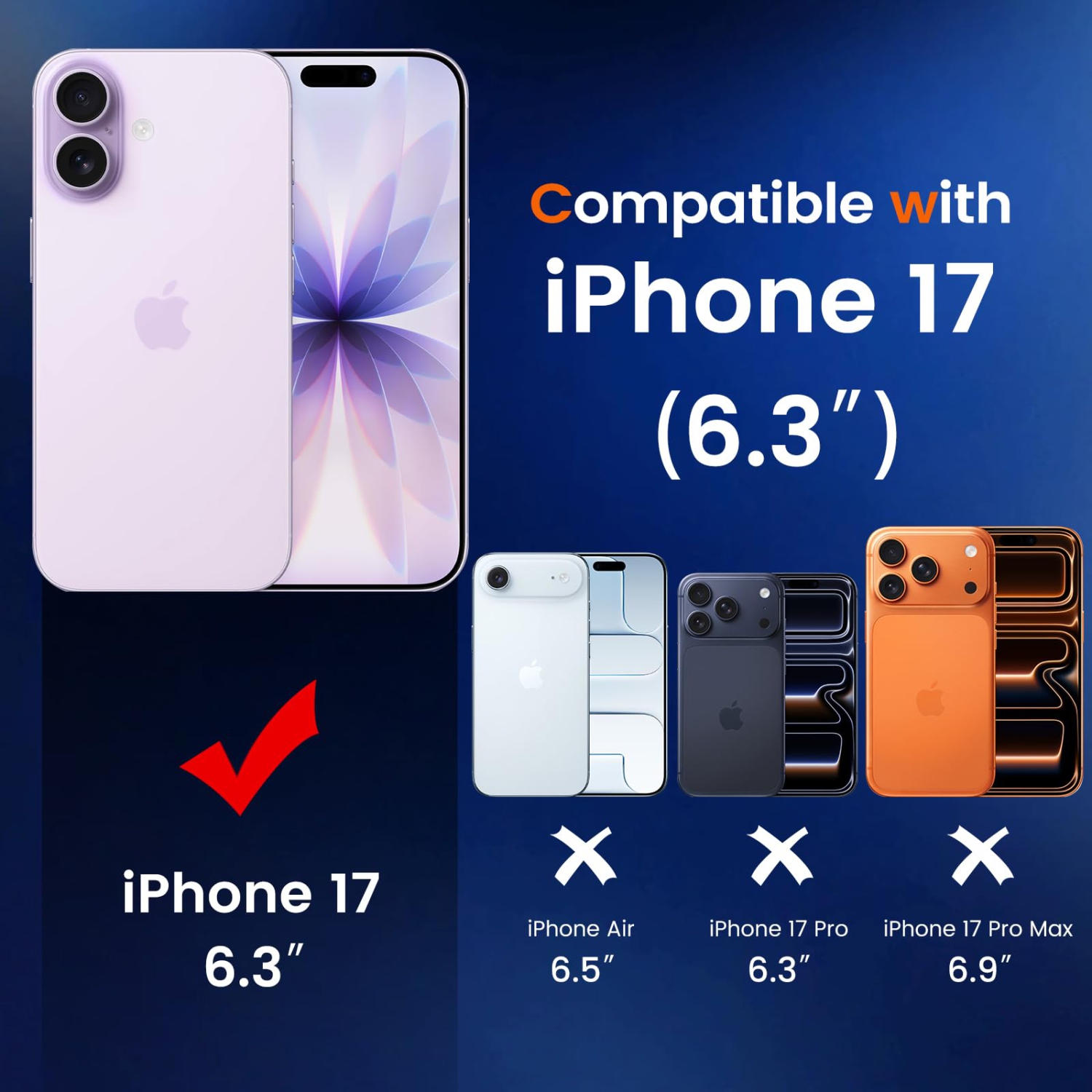 2 Pack Screen Protector for iPhone 17 6.3-Inch with 2 Pack Camera Lens Protector, 9H Hardness Tempered Glass Film, HD Clear, Anti-Scratch, Case