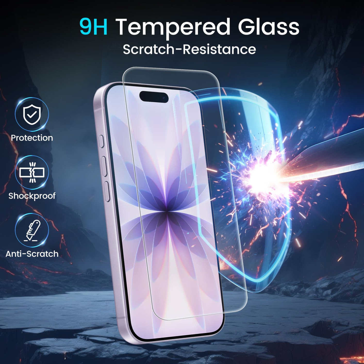 2 Pack Screen Protector for iPhone 17 6.3-Inch with 2 Pack Camera Lens Protector, 9H Hardness Tempered Glass Film, HD Clear, Anti-Scratch, Case