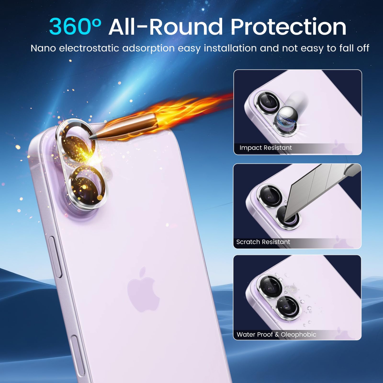 2 Pack Screen Protector for iPhone 17 6.3-Inch with 2 Pack Camera Lens Protector, 9H Hardness Tempered Glass Film, HD Clear, Anti-Scratch, Case