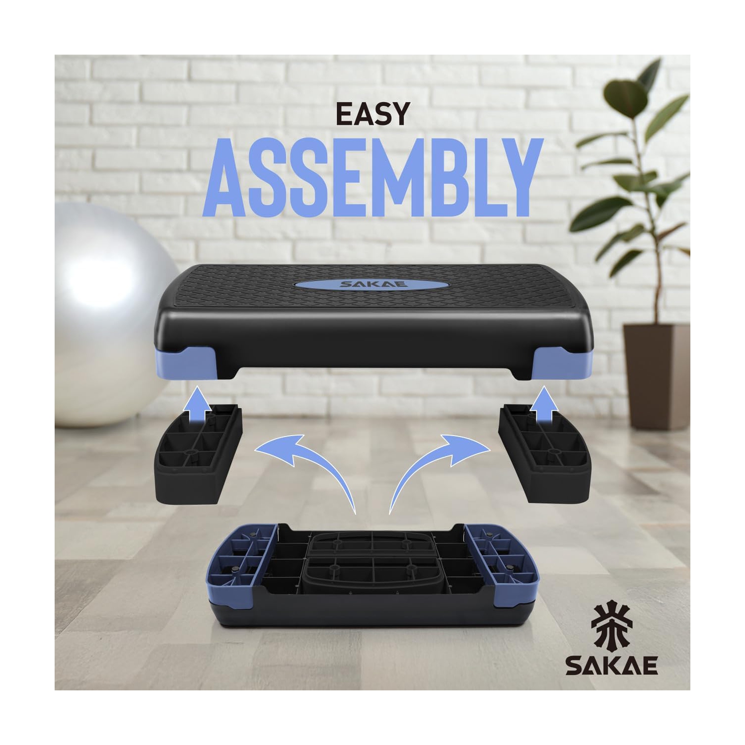 SAKAE Aerobics Step Platform Set with Weighted Vest & Measuring Tape, Adjustable Height 2 Level Risers Workout Step Trainer with Non-Slip Surface,