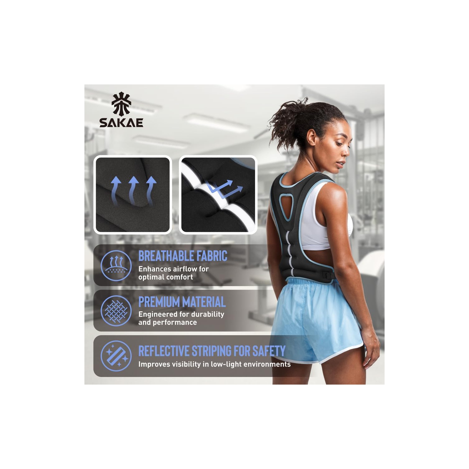 SAKAE Aerobics Step Platform Set with Weighted Vest & Measuring Tape, Adjustable Height 2 Level Risers Workout Step Trainer with Non-Slip Surface,