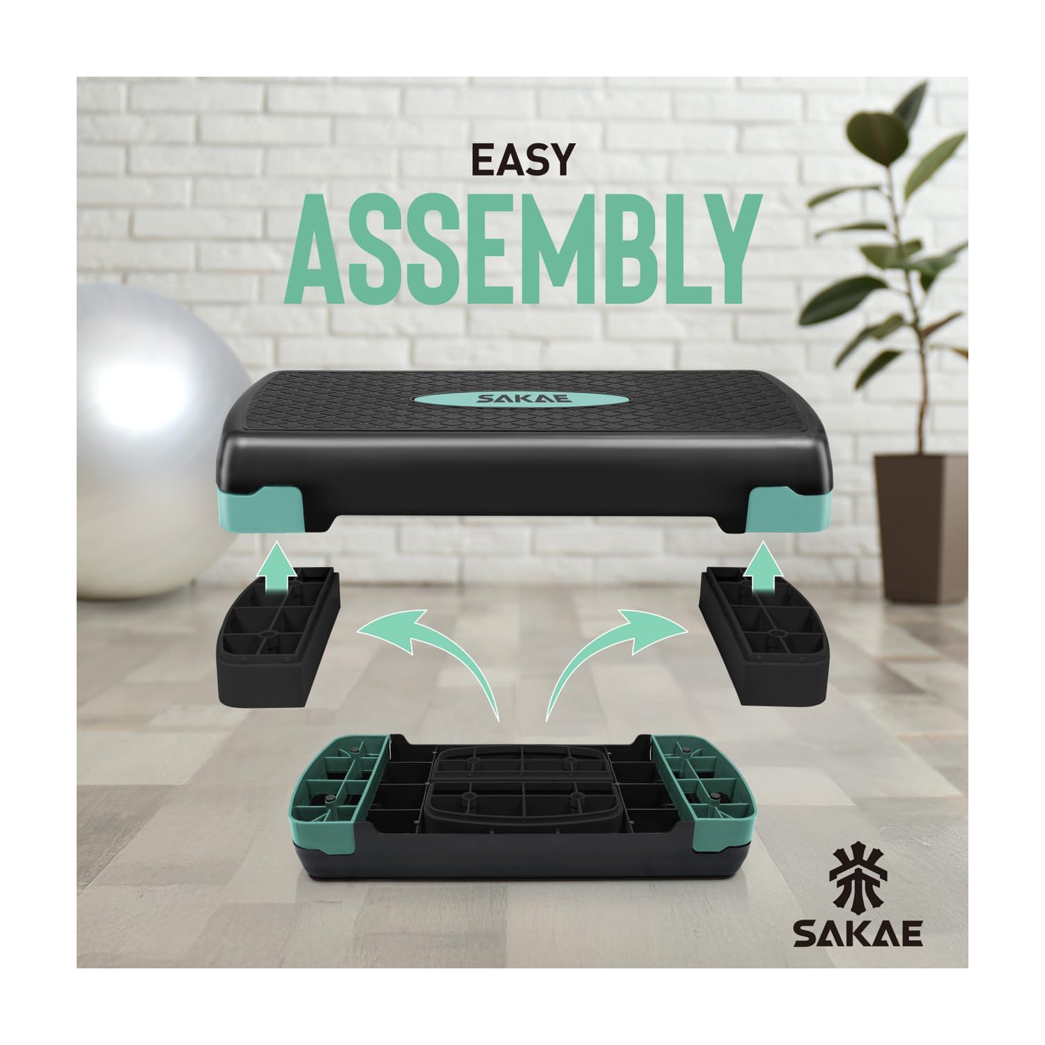 Ensemble de plateforme Aerobics de SAKAE avec veste lestée et ruban à mesurer, hauteur réglable à 2 niveaux, marche d'entraînement avec surface