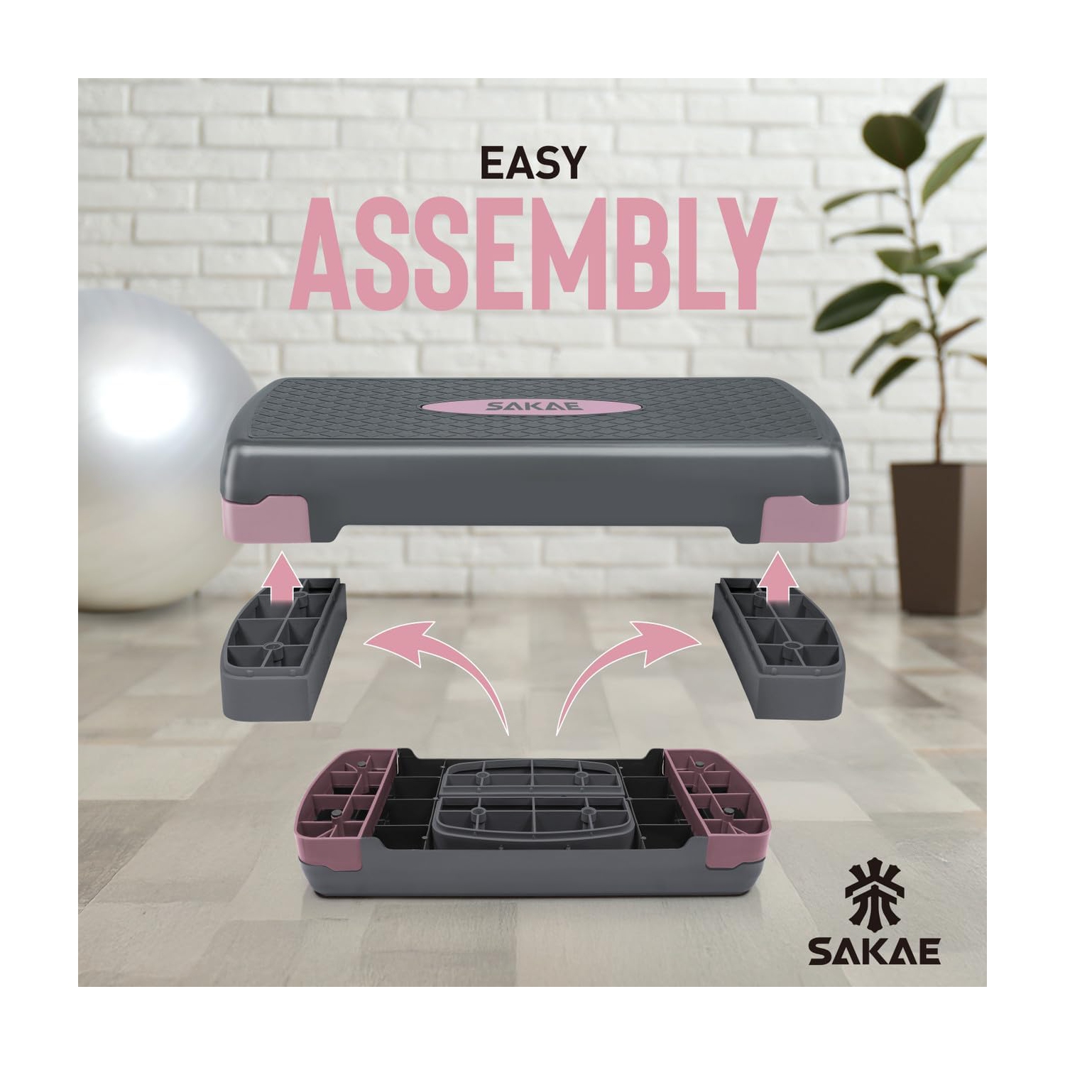 Plateforme Aerobics de SAKAE avec veste lestée et ruban à mesurer, hauteur réglable à 2 niveaux avec marche d'entraînement à surface antidérapante,