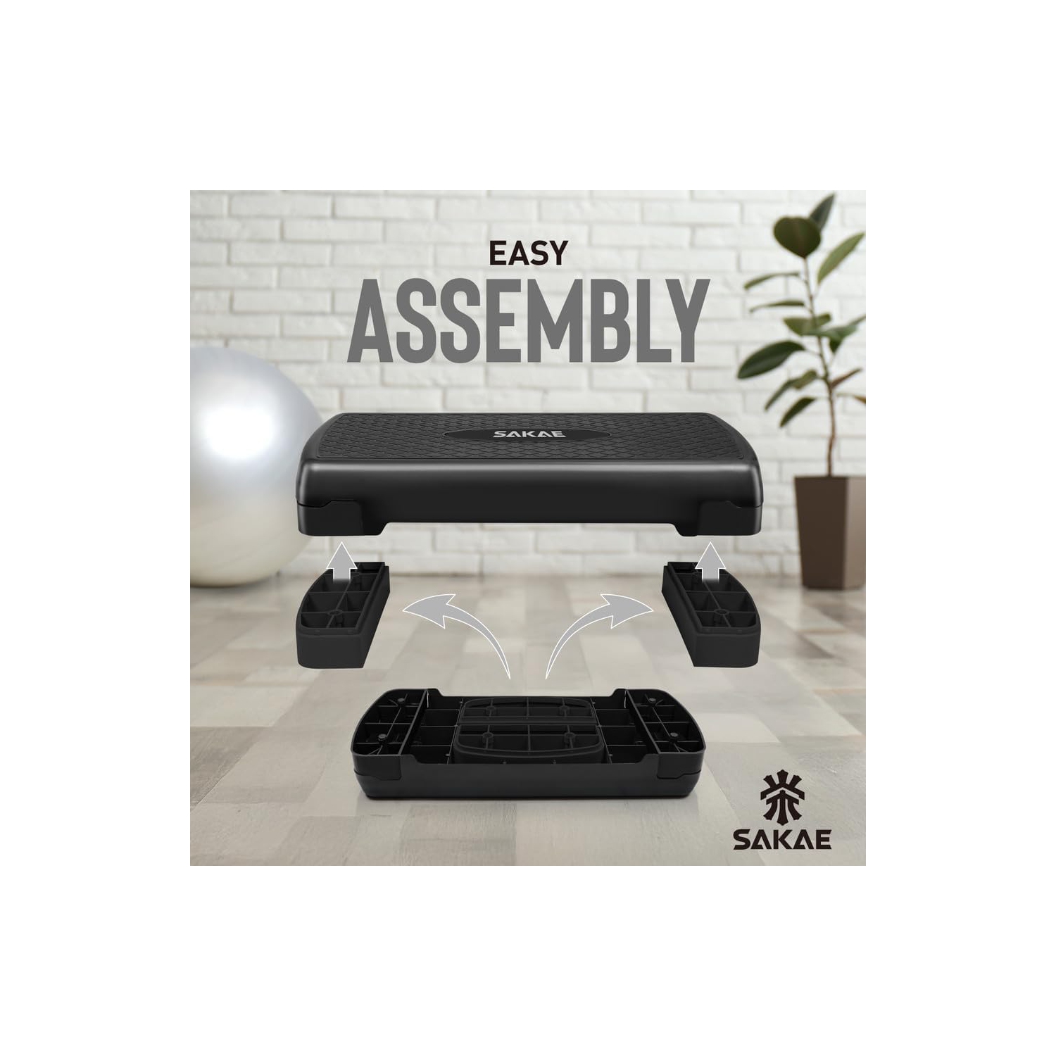 Ensemble de plateforme Aerobics de SAKAE avec veste lestée et ruban à mesurer, hauteur réglable à 2 niveaux, marche d'entraînement avec surface