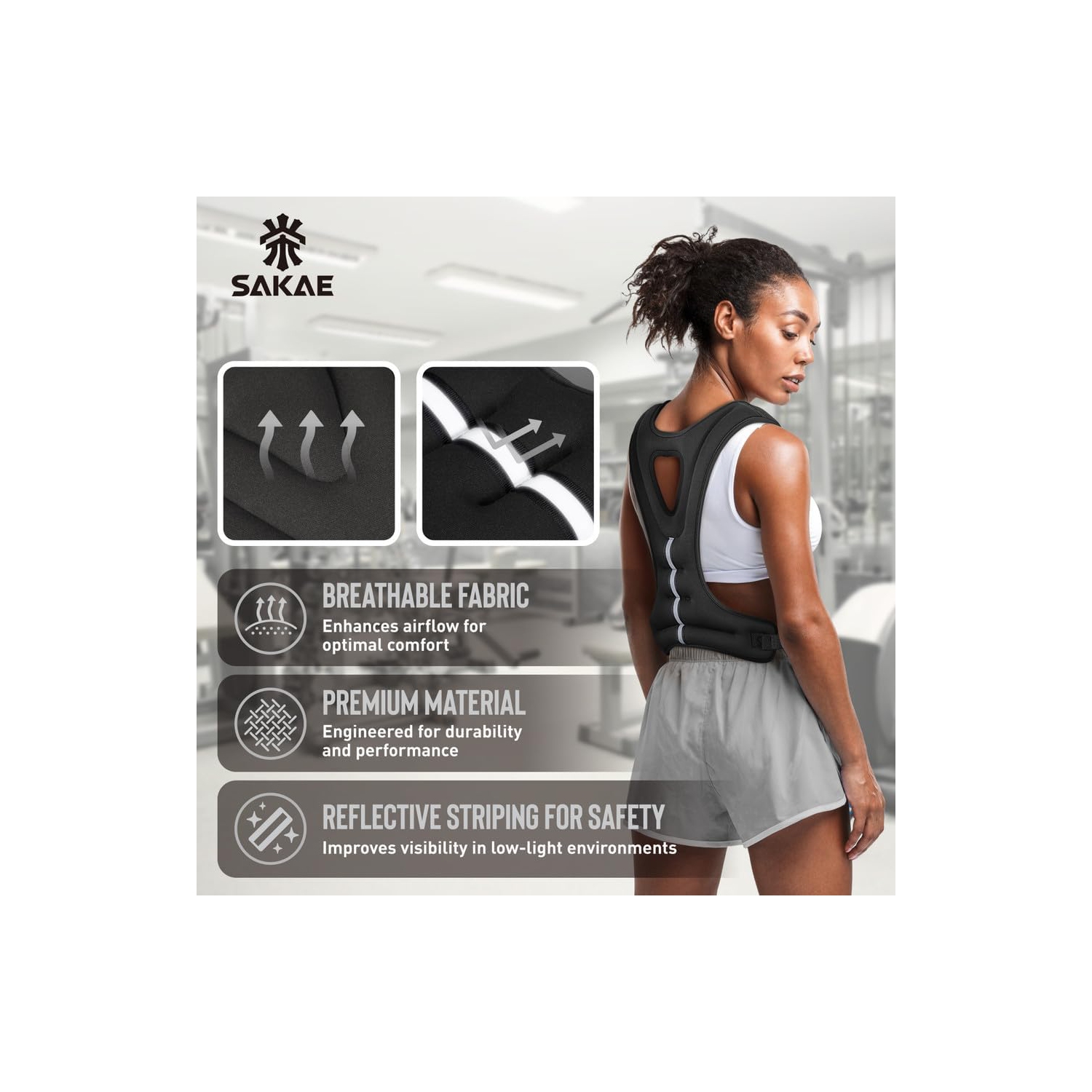 Ensemble de plateforme Aerobics de SAKAE avec veste lestée et ruban à mesurer, hauteur réglable à 2 niveaux, marche d'entraînement avec surface