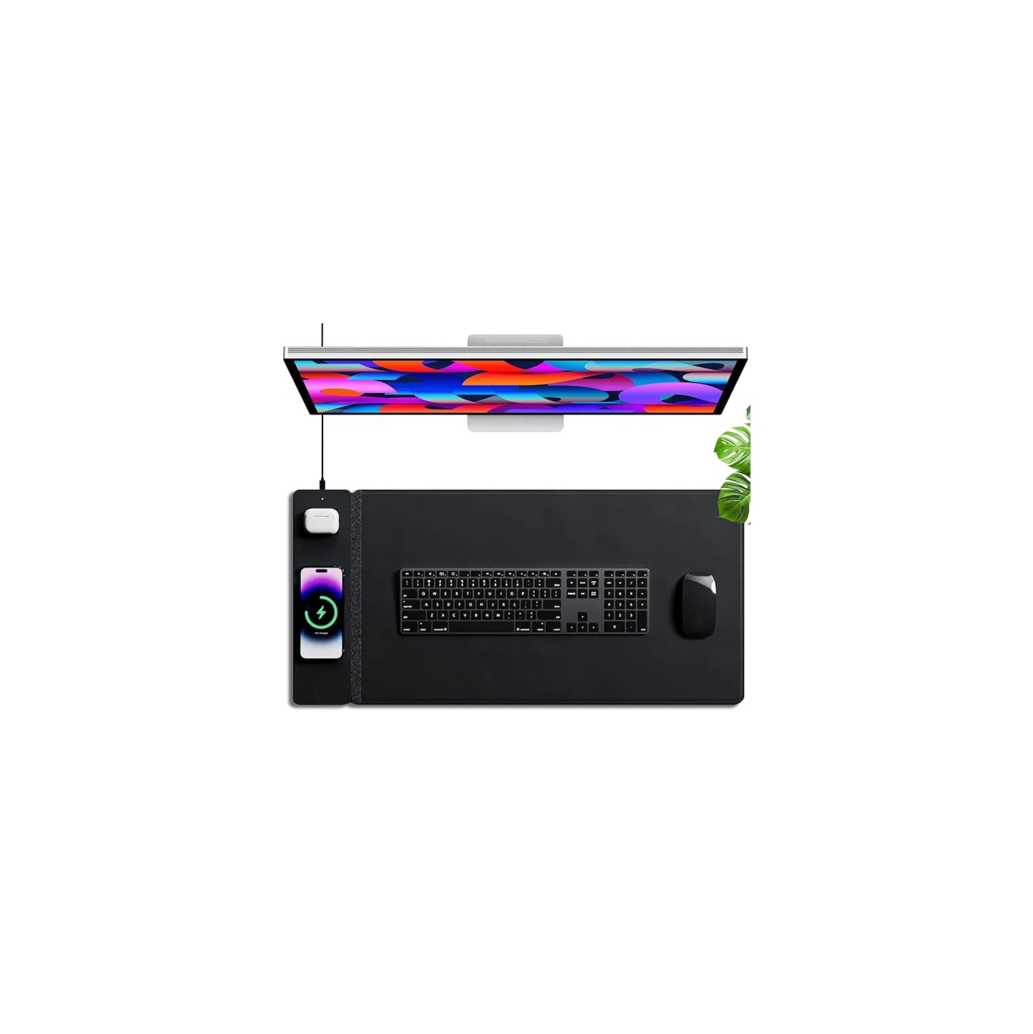 Tapis de chargement sans fil Burotic, tapis réversible en feutre et en cuir végétalien, panneau magnétique étanche amovible - organisation, charge 2