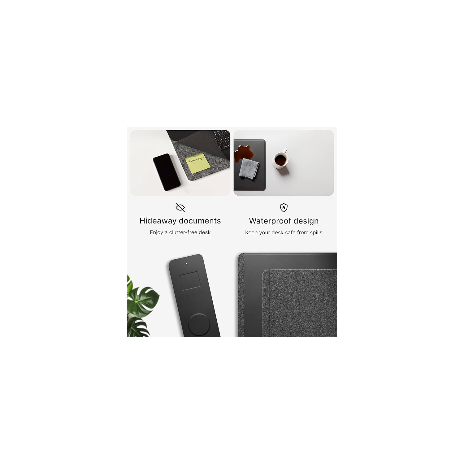 Tapis de chargement sans fil Burotic, tapis réversible en feutre et en cuir végétalien, panneau magnétique étanche amovible - organisation, charge 2