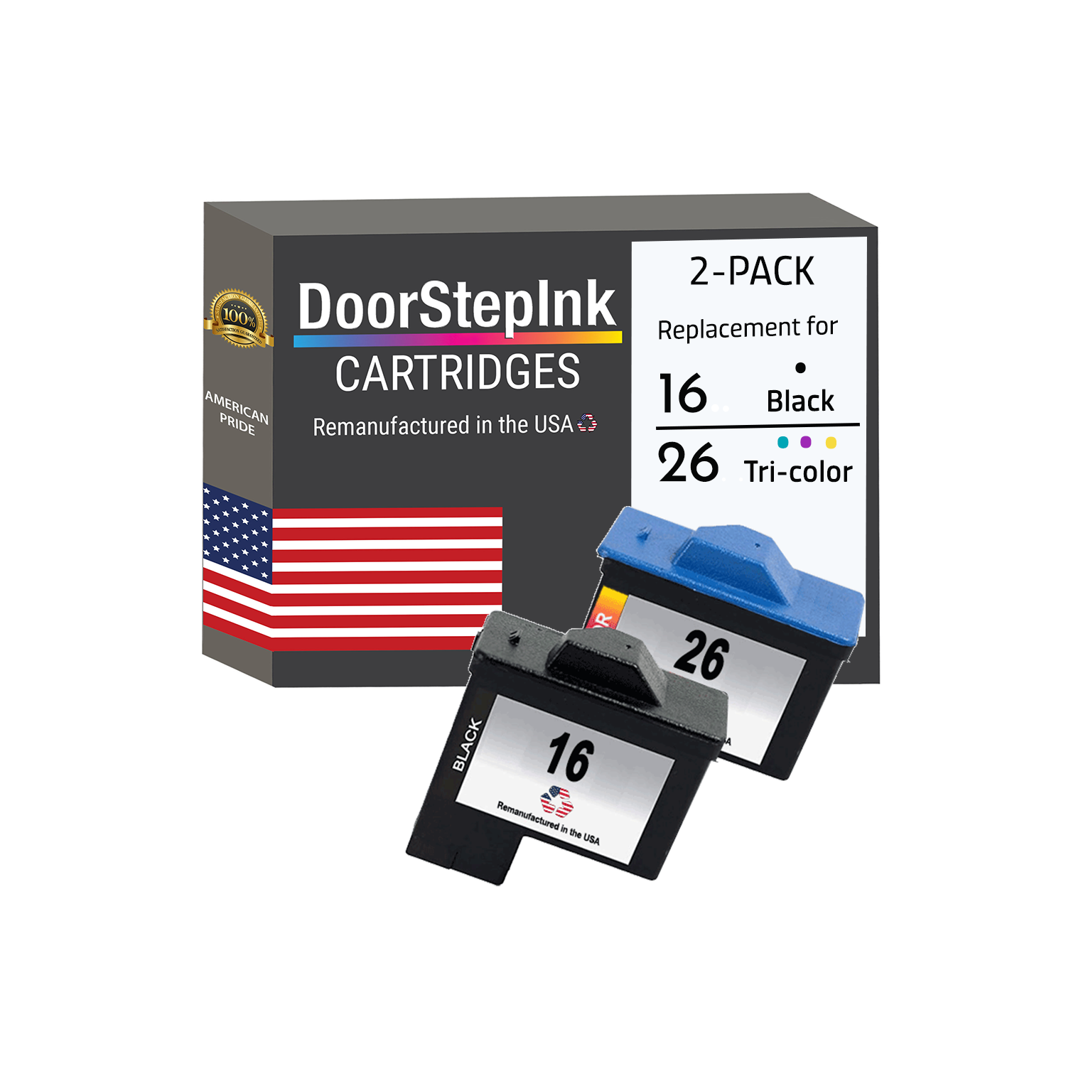 Marque DoorStepInk pour Lexmark n° 16 noir / n° 26 couleur réusinée dans l'ensemble de cartouches d'encre USA