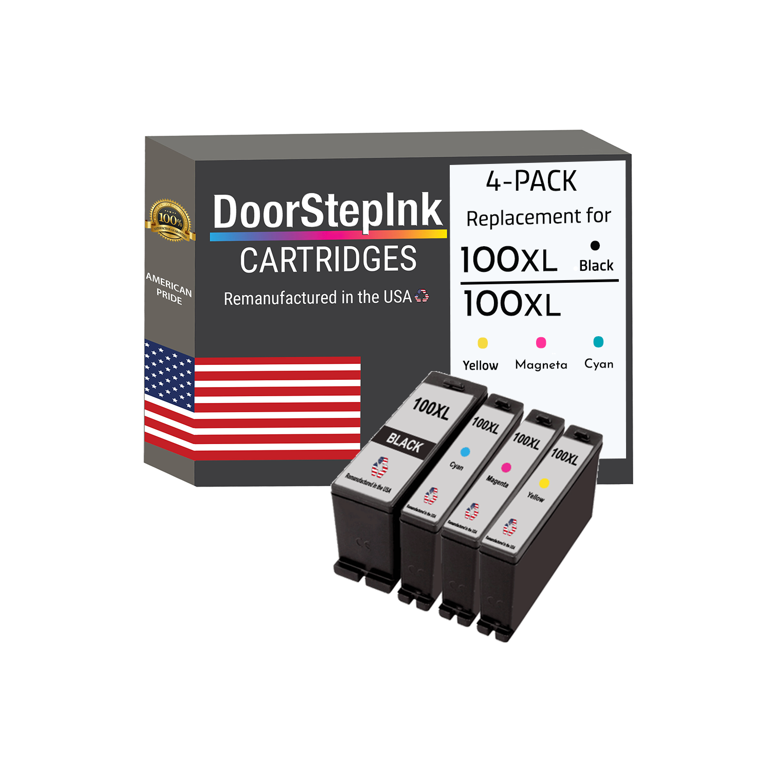 Marque DoorStepInk pour Lexmark 100XL 1 noir / 3 couleur réusinée dans le paquet de 4 cartouches d'encre USA
