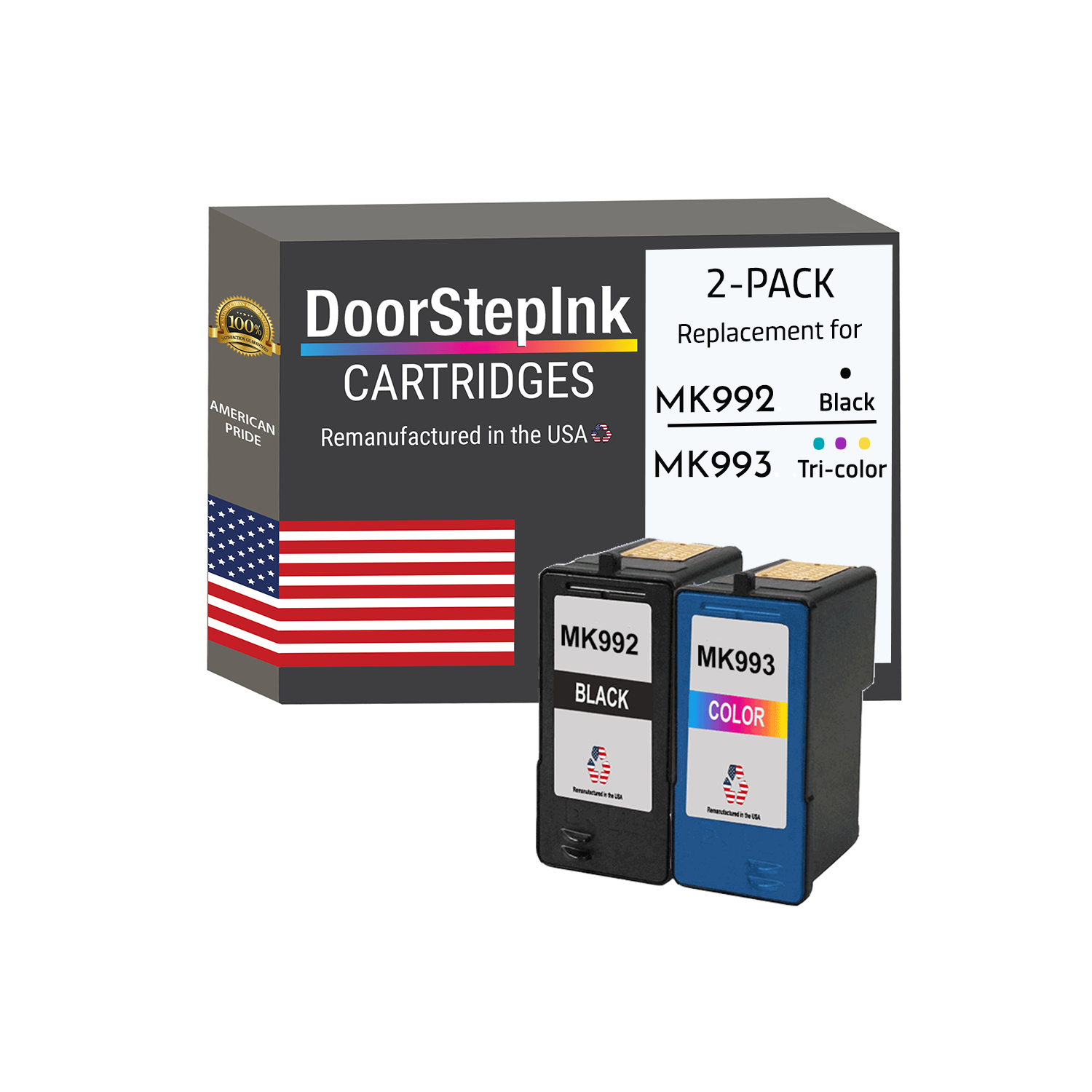 Marque DoorStepInk pour Dell Series 9 MK992 Noir / MK993 Couleur réusinée dans le paquet combo de cartouches d'encre USA