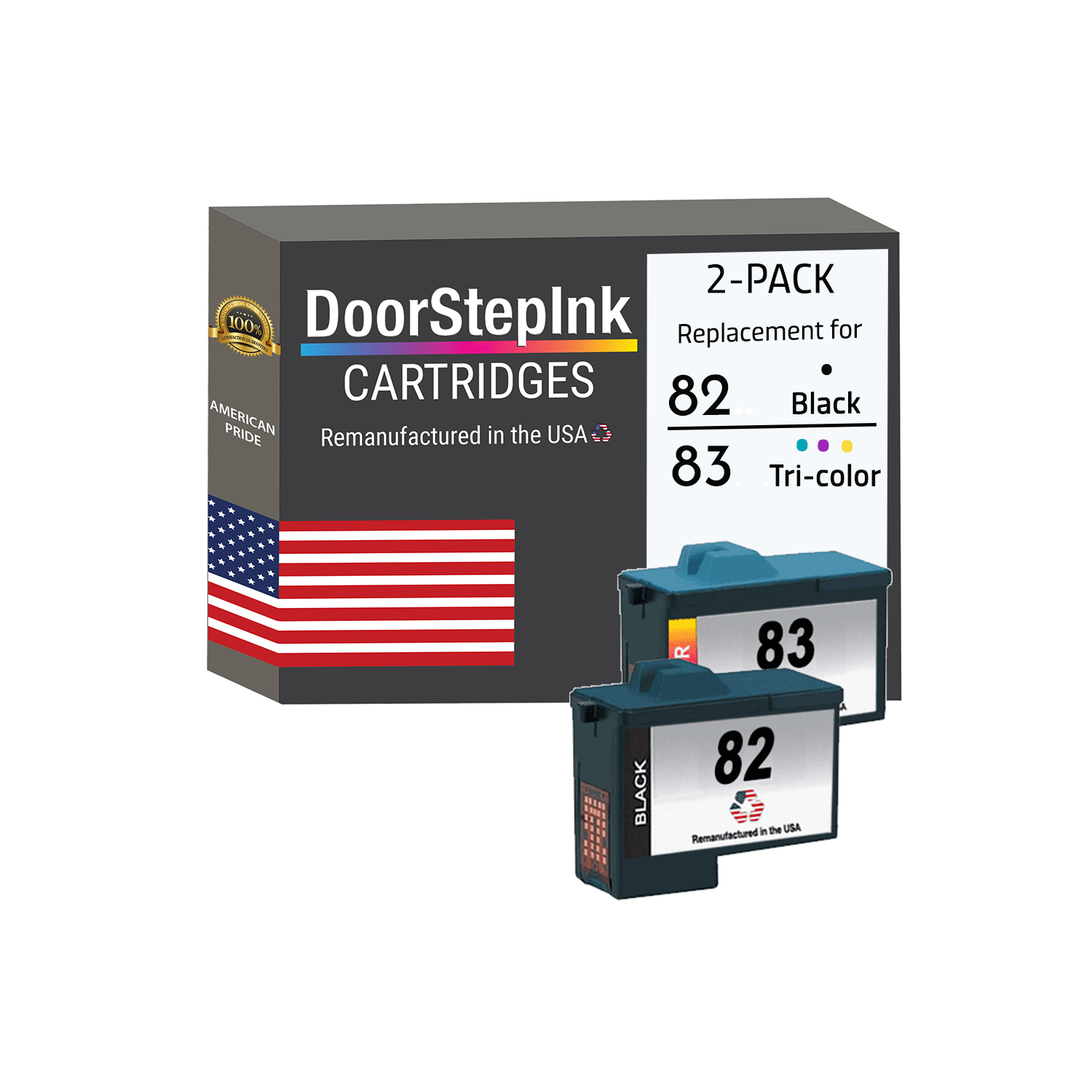 Cartouches d'encre DoorStepInk réusinées aux États-Unis pour les cartouches d'encre noire n° 82/couleur n° 83 de Lexmark