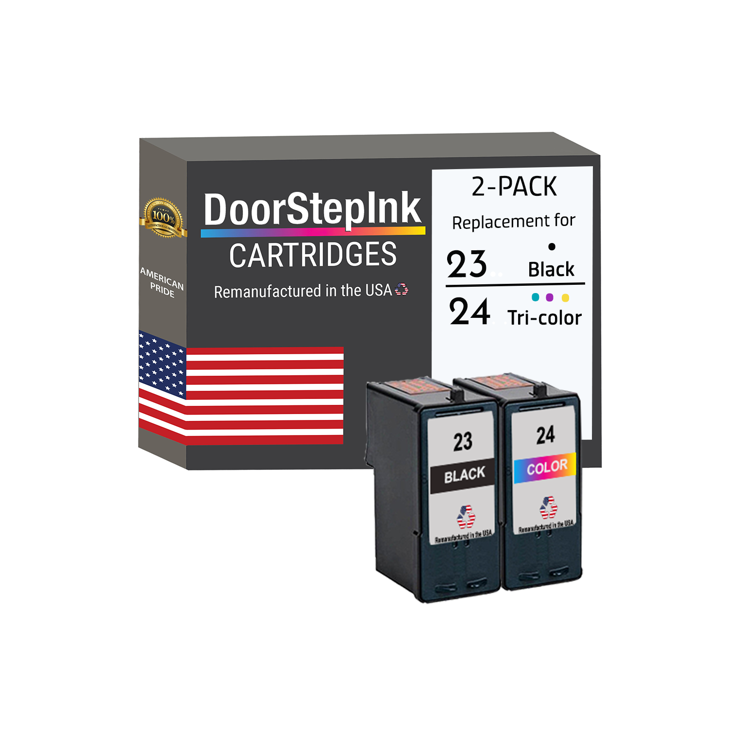 Marque DoorStepInk pour Lexmark n° 23 noir / n° 24 couleur réusinée dans l'ensemble de cartouches d'encre USA