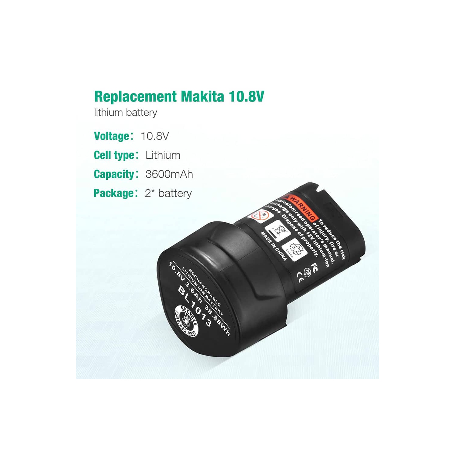 D R Batterie pour outils électriques sans fil Makita de 10,8&nbsp;V pour BL1013 BL1014 DF030D, DF330D, TD090D 194550-6 DF030DW 194551-4 DF030DWX