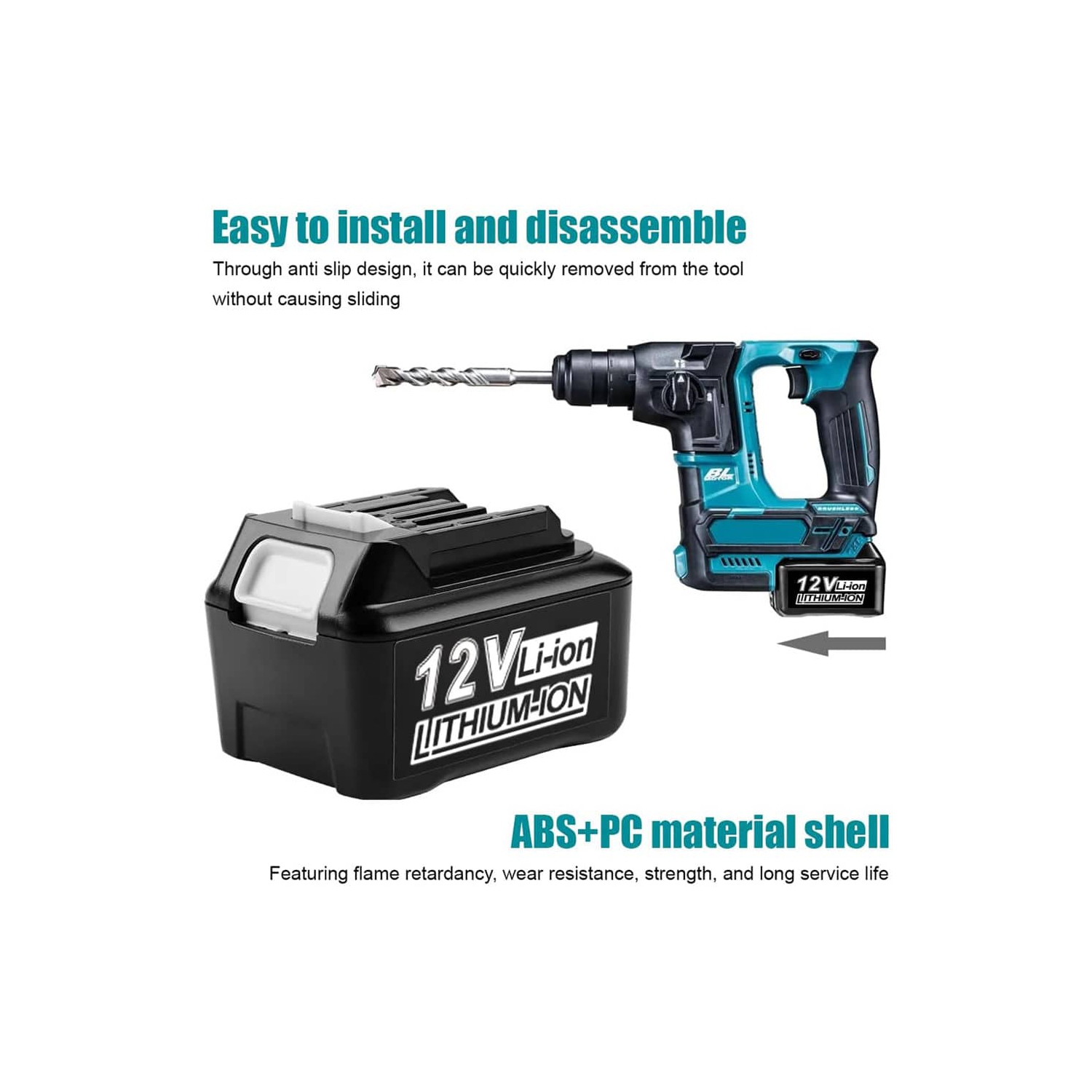 D R BATTERIE 12&nbsp;V pour outils électriques sans fil Makita pour 1040&nbsp;B 1021&nbsp;B BL1040, 1041&nbsp;B BL1015 BL1016, 1020&nbsp;B, BL1021,