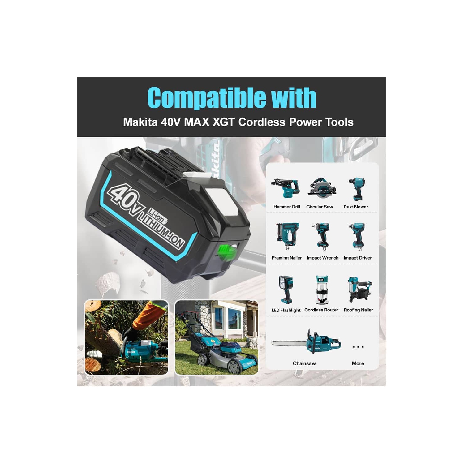 D R Batterie pour outils électriques sans fil Makita de BATTERY 40&nbsp;V pour BL4025 BL4040 BL404040F BL4050F BL4080F BL4040-2