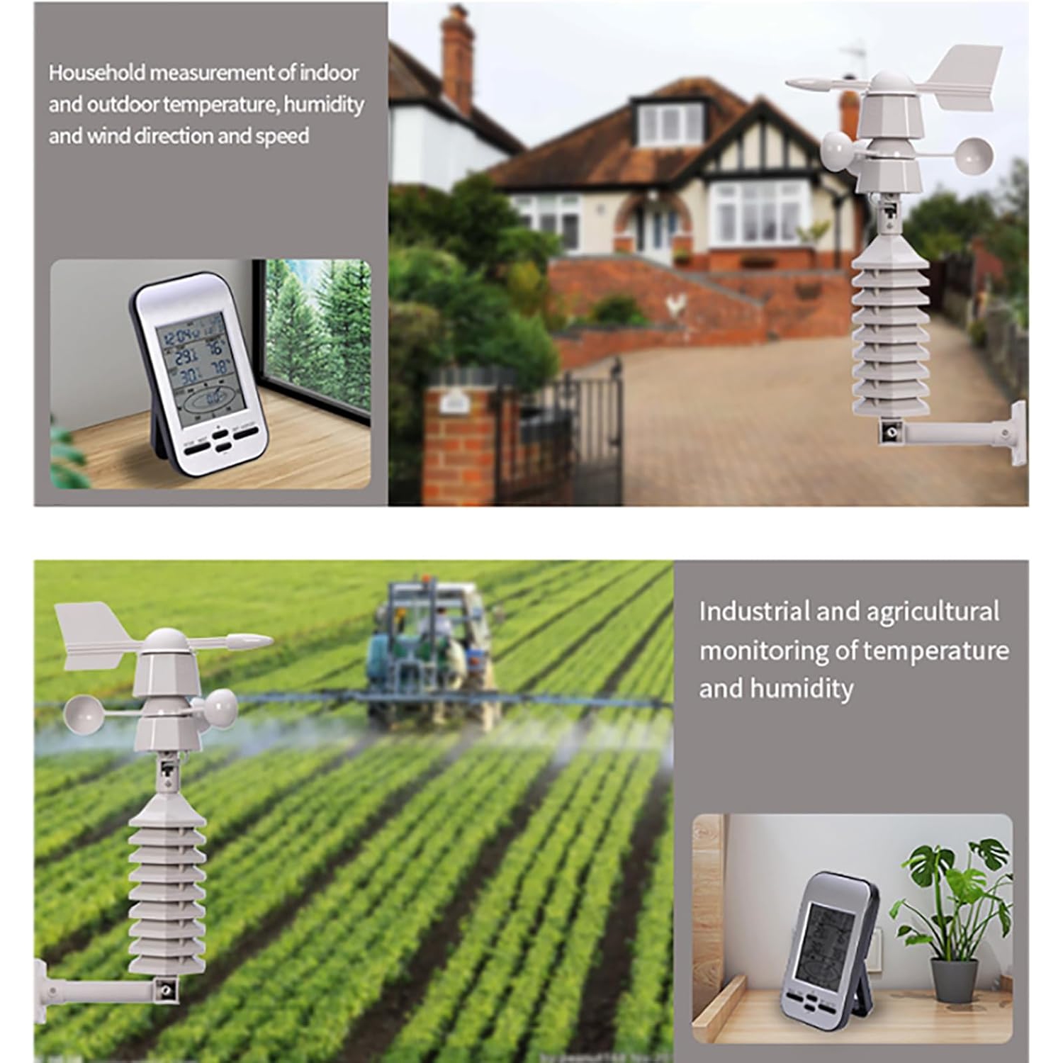 Home Weather Station, Wireless Thermometer, Digital Weather Thermometer with HD Screen, 328-foot Usable Distance Range, for Temperature, Humidity,