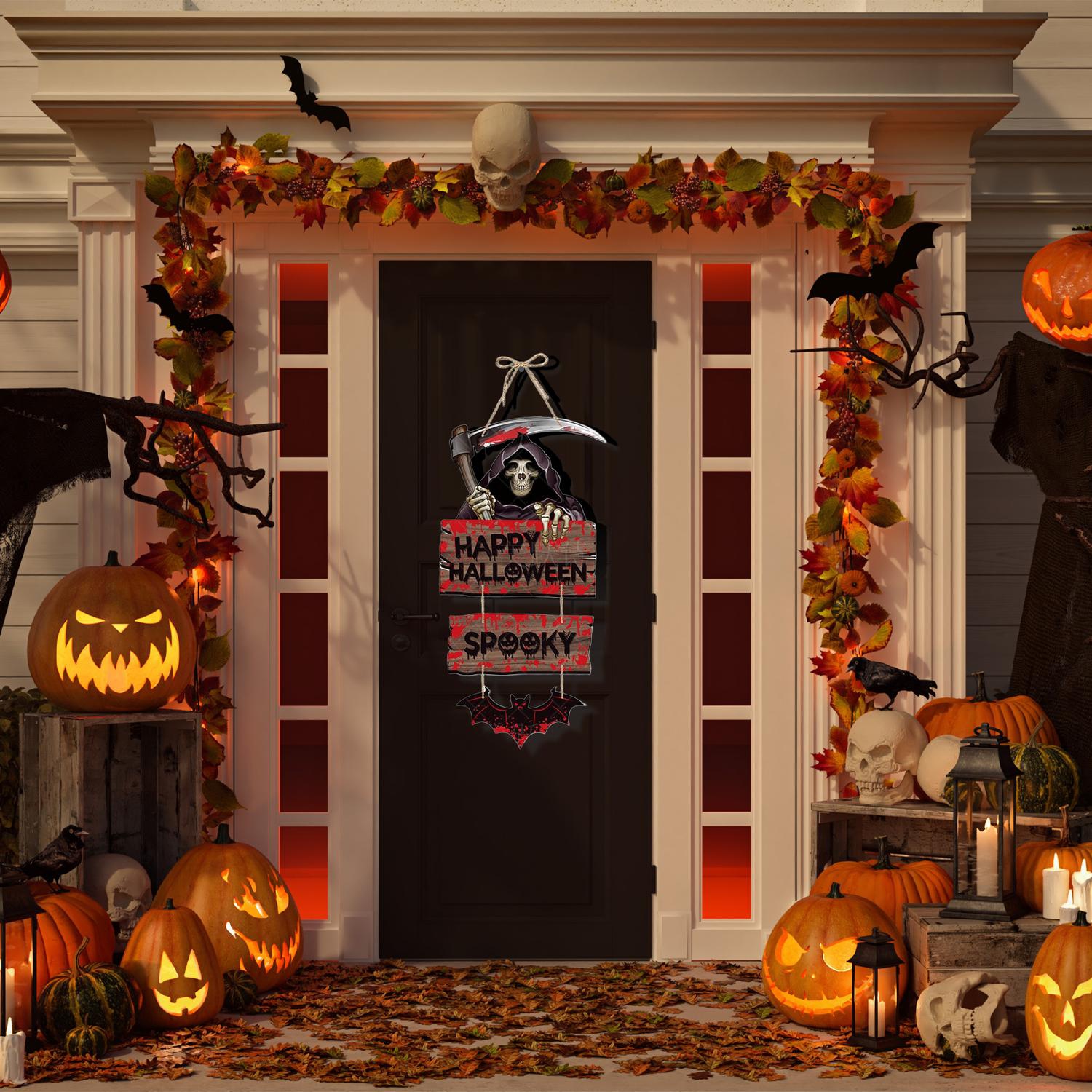 5PCS Décorations de fête d'Halloween Décorations de fête à la citrouille fantôme en forme de chauve-souris suspendues Happy Halloween Ghost Festival