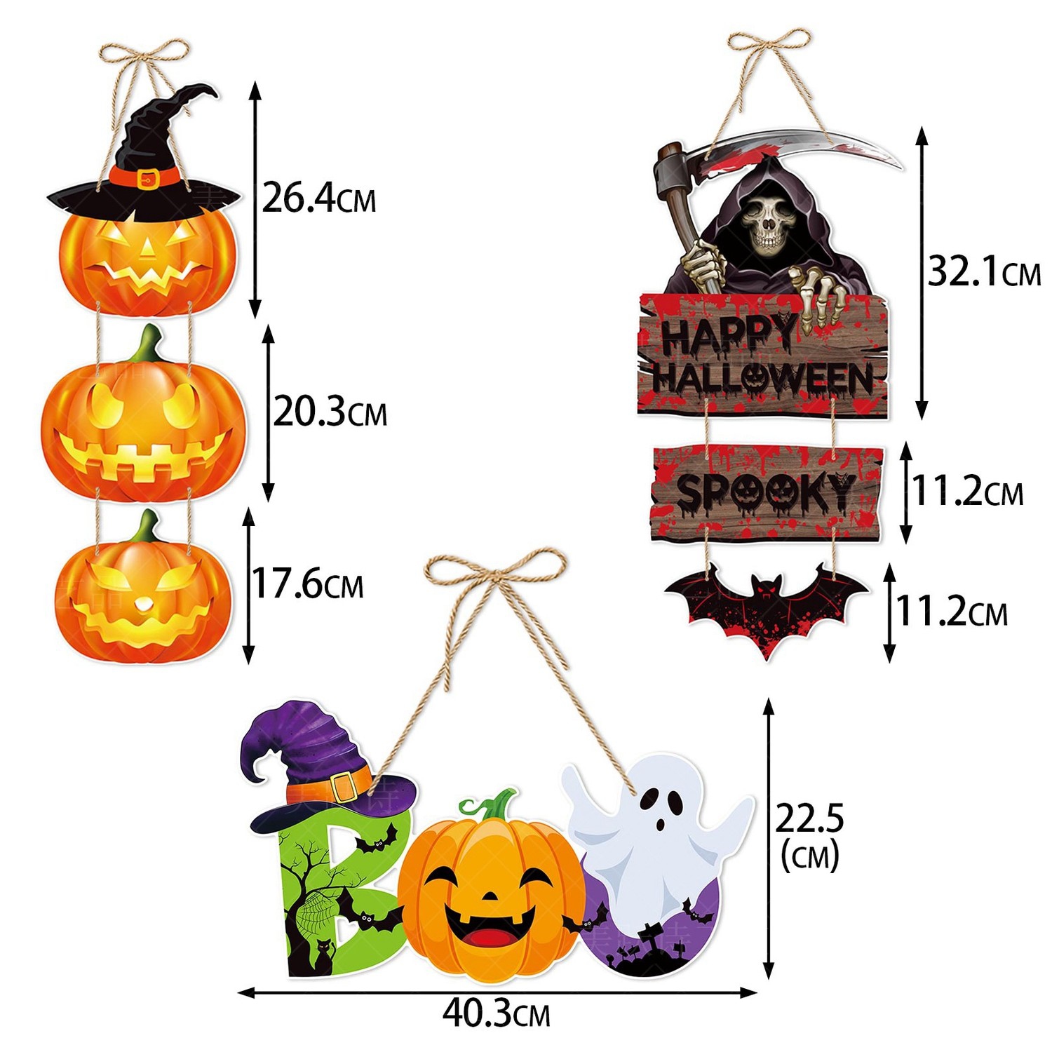 5PCS Décorations de fête d'Halloween Décorations de fête à la citrouille fantôme en forme de chauve-souris suspendues Happy Halloween Ghost Festival