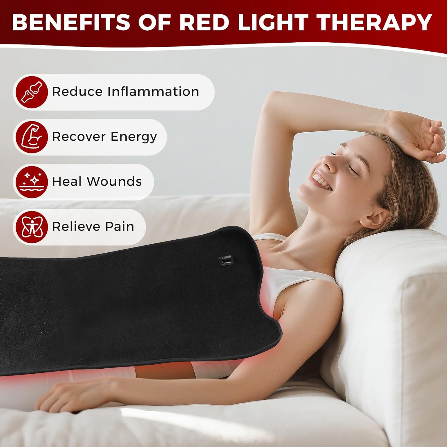 31.5''×14'' Red Light Therapy Mat for Body,Infrared Light Therapy Pad,210 LEDs 660nm&850nm Infrared Light Therapy Wearable Belt with Timer Remote