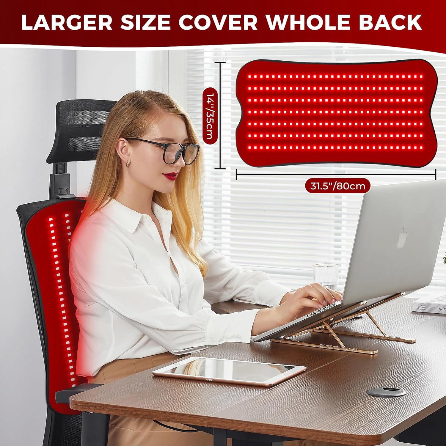 31.5''×14'' Red Light Therapy Mat for Body,Infrared Light Therapy Pad,210 LEDs 660nm&850nm Infrared Light Therapy Wearable Belt with Timer Remote