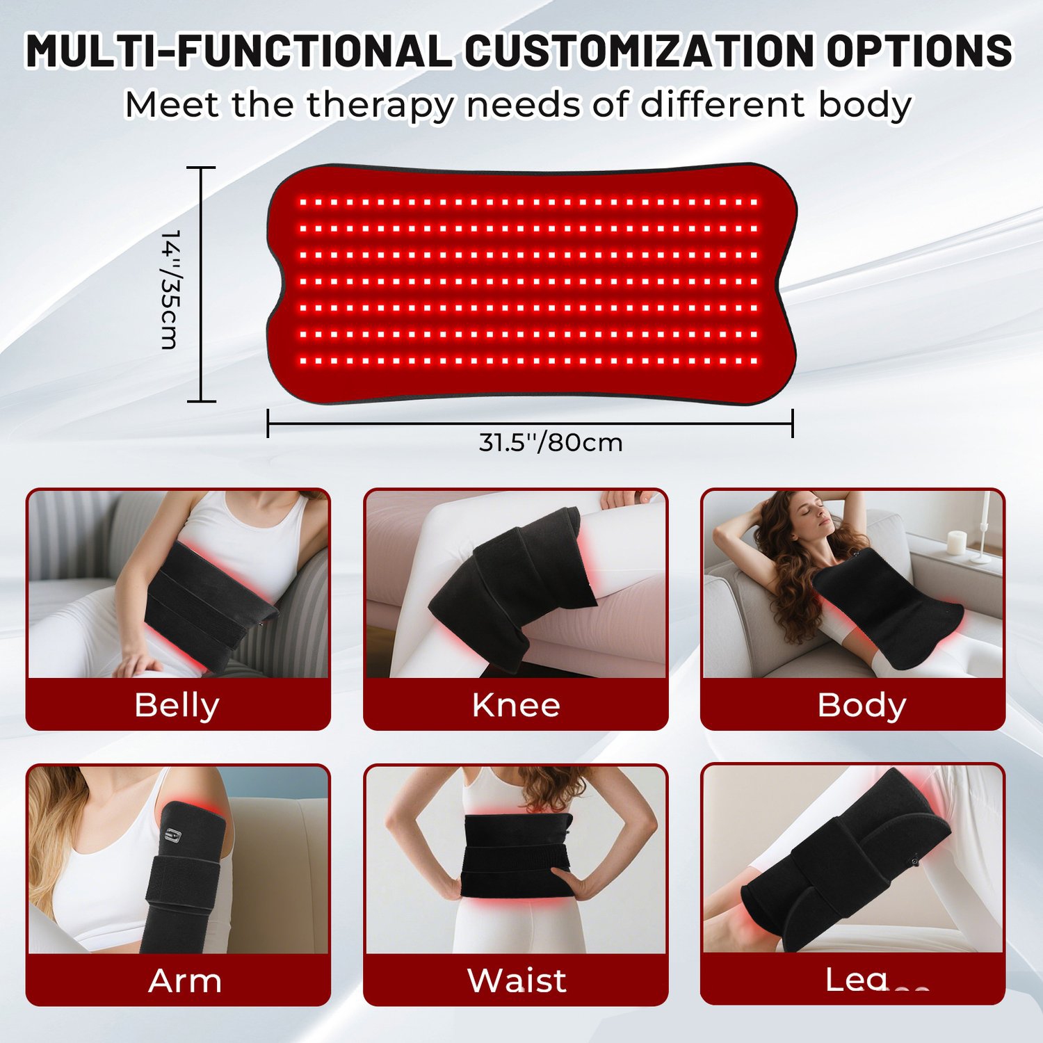 31.5''×14'' Red Light Therapy Mat for Body,Infrared Light Therapy Pad,210 LEDs 660nm&850nm Infrared Light Therapy Wearable Belt with Timer Remote