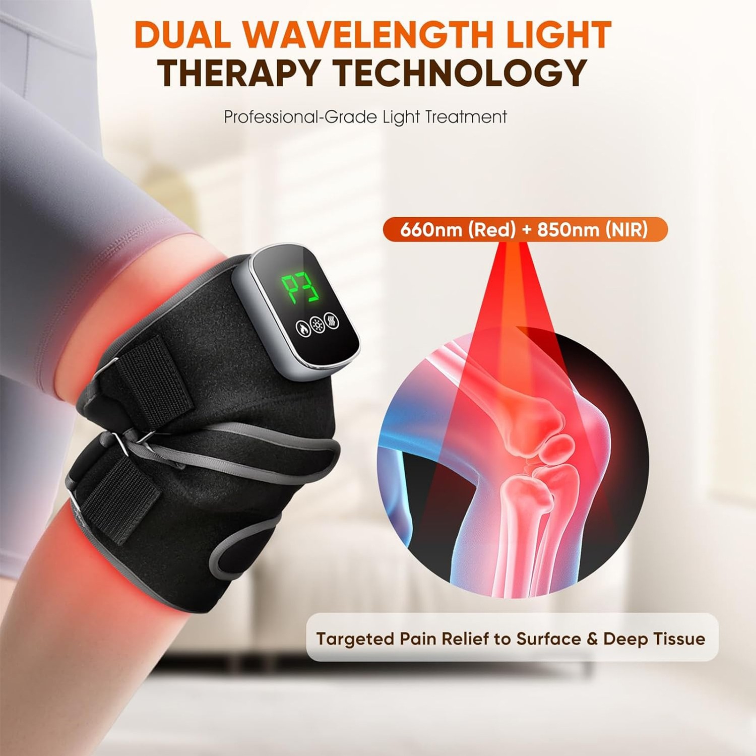 Knee Massager with Heating,Red Light Therapy Knee Brace with Vibration,Infrared Light Therapy Knee Brace for Women & Men Muscle Relaxation Joint Care