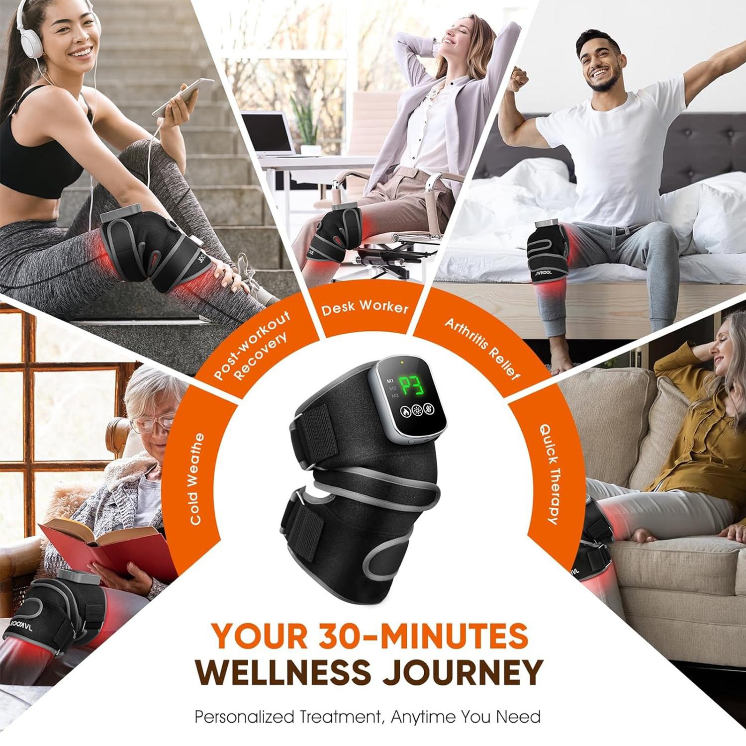 Knee Massager with Heating,Red Light Therapy Knee Brace with Vibration,Infrared Light Therapy Knee Brace for Women & Men Muscle Relaxation Joint Care