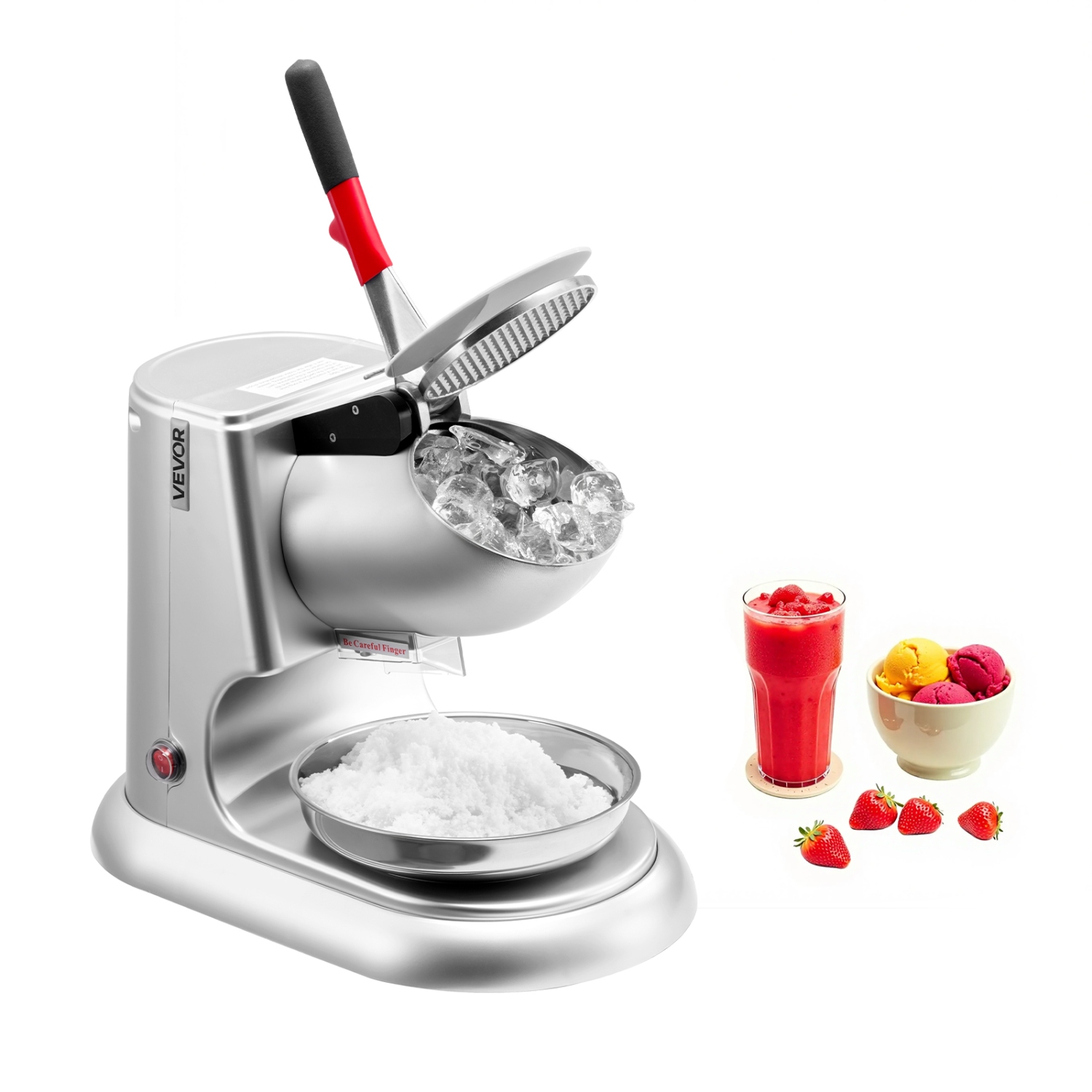 Machine à broyer la glace 2000&nbsp;tr/min de Veor 300&nbsp;W, machine électrique à 4 lames 220&nbsp;lb/h à cornet de glace pilée en acier inoxydable