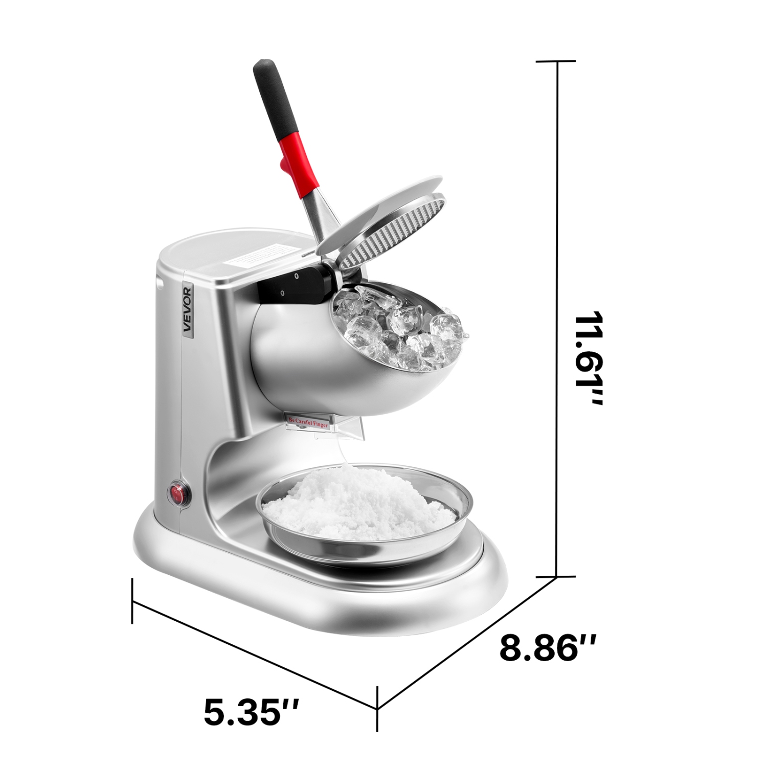 Machine à broyer la glace 2000 tr/min de Veor 300 W, machine électrique à 4 lames 220 lb/h à cornet de glace pilée en acier inoxydable